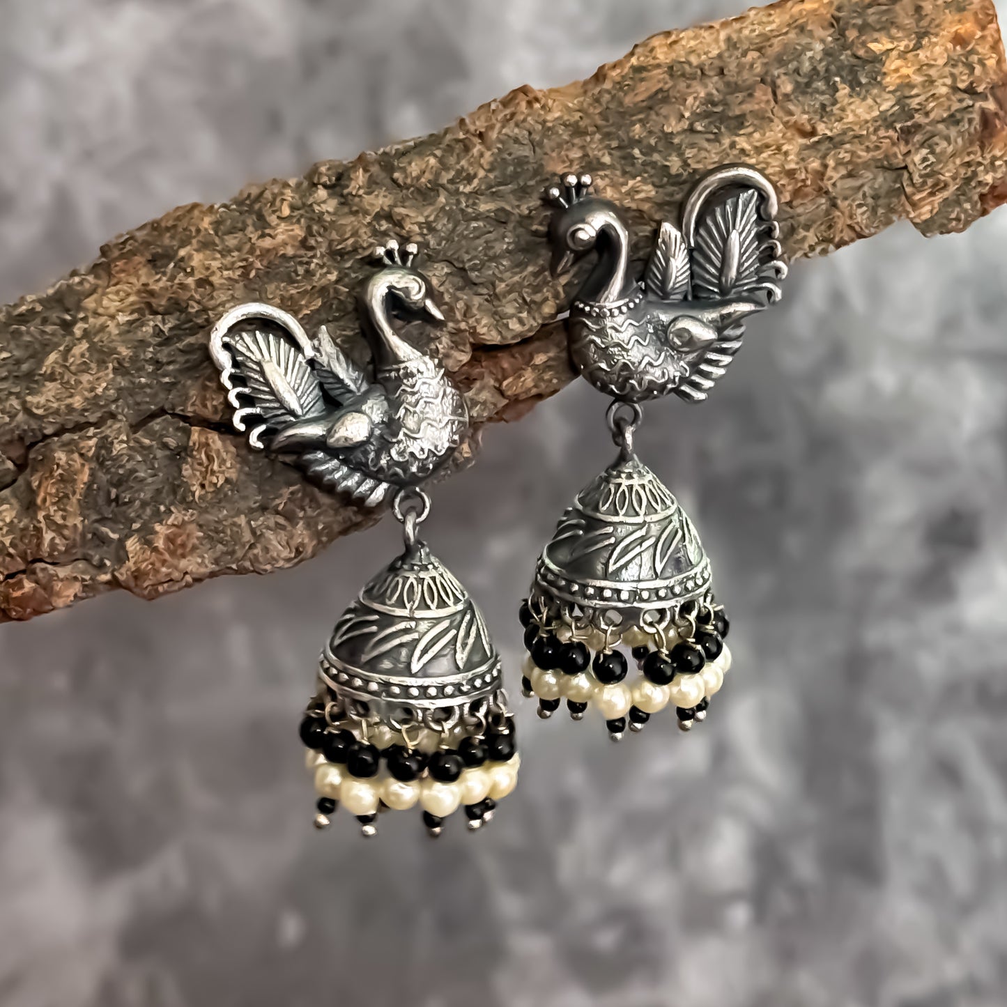 Mayuri Sla Jhumka - Black
