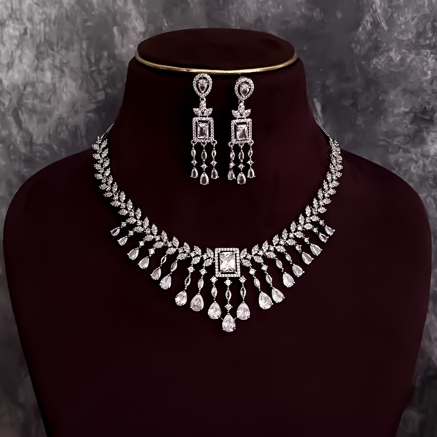 Nitara AD Necklace Set - Crystal White