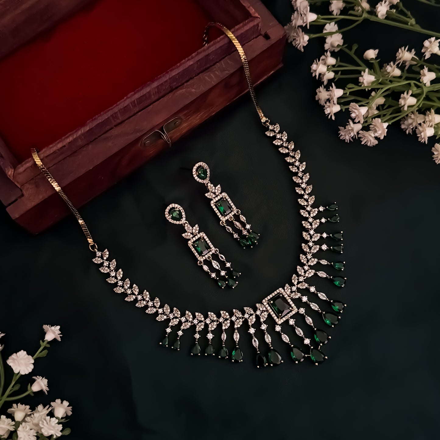 Nitara AD Necklace Set - Green