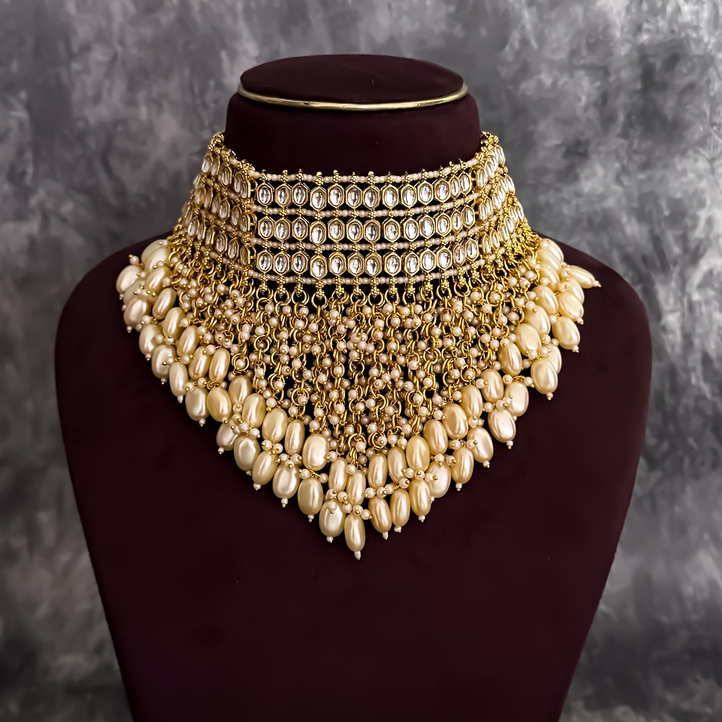 Taniya Kundan Pearl Jhallar Necklace Set - Golden