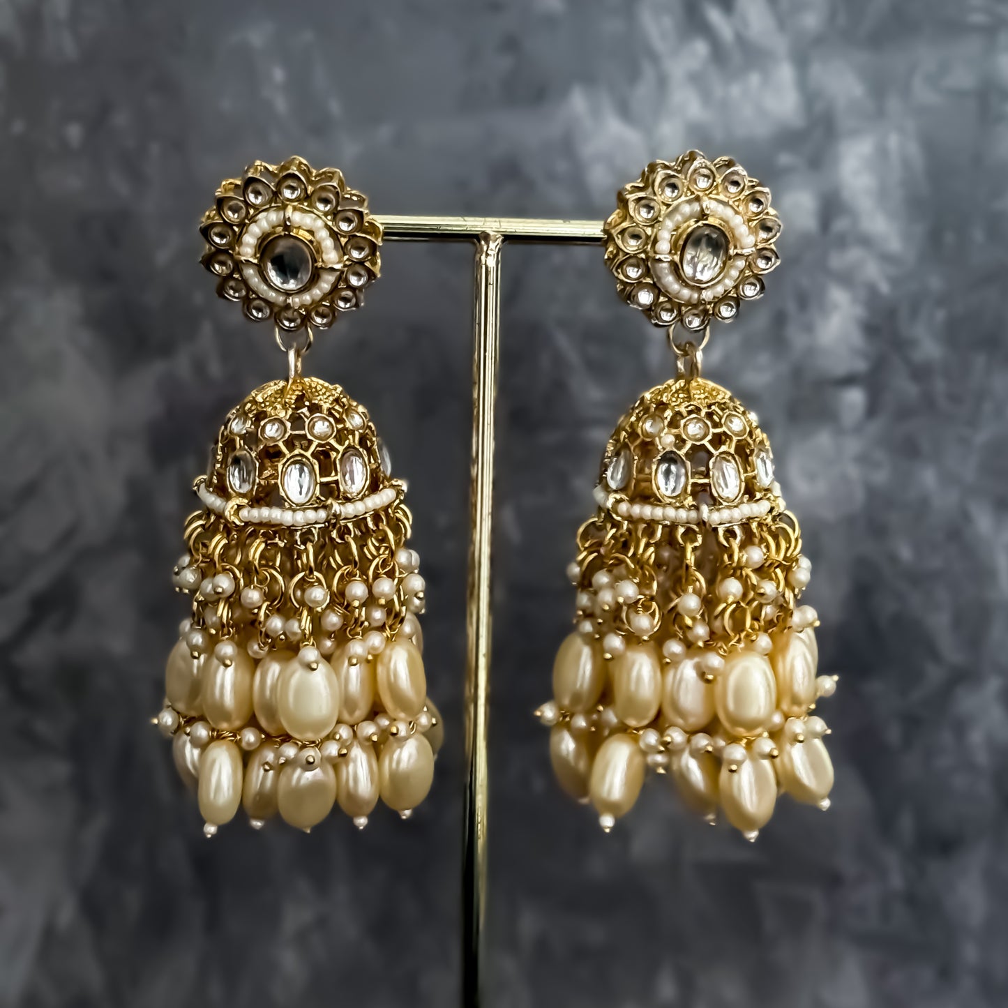 Taniya Kundan Pearl Jhallar Necklace Set - Golden