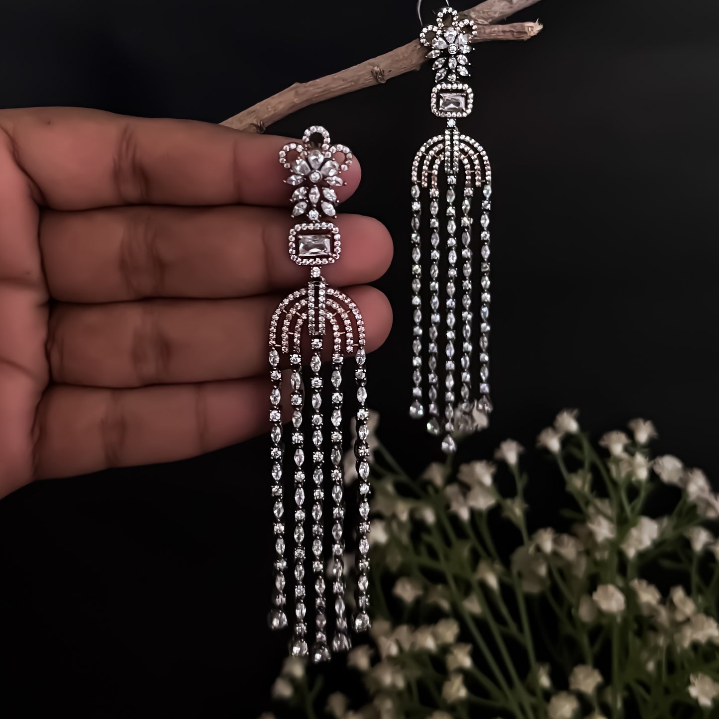 Shentiv American Diamond Chandelier Earring