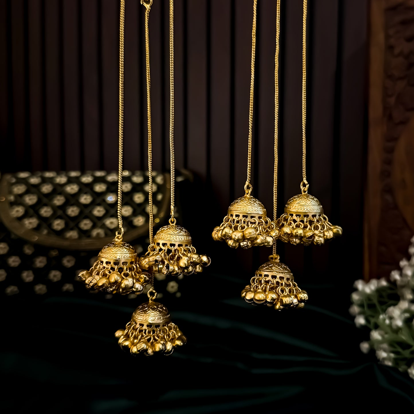 Pritika Kashmiri Brass Dejhoor Jhumka Ghungroo Earrings - Maroon