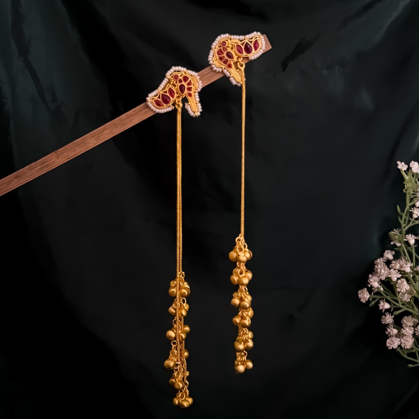 Rohini Kashmiri Brass Dejhoor Ghungroo Jhumka Earrings - Pink