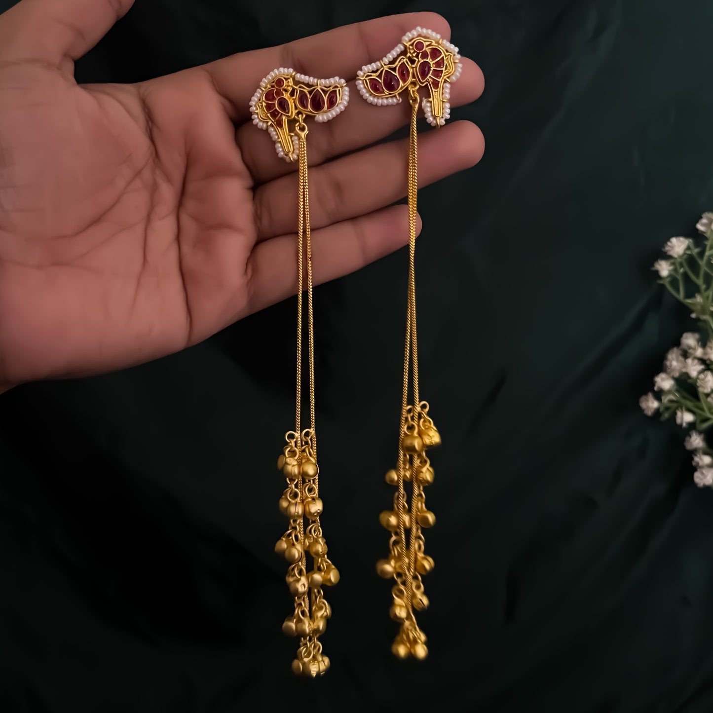 Rohini Kashmiri Brass Dejhoor Ghungroo Earrings - Pink