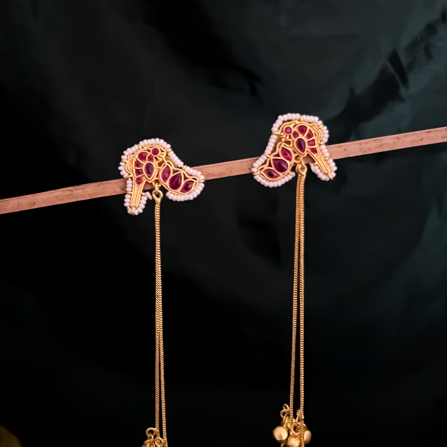 Rohini Kashmiri Brass Dejhoor Ghungroo Earrings - Pink