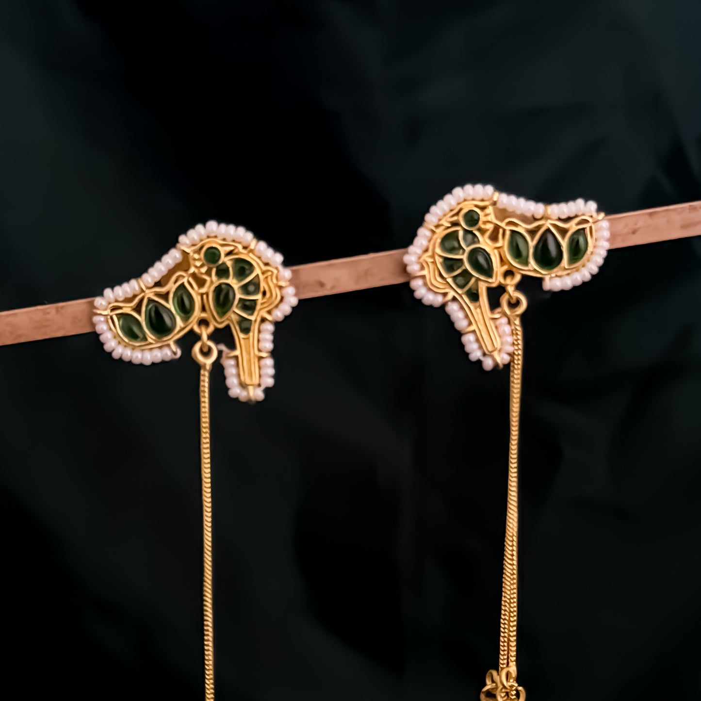 Rohini Kashmiri Brass Dejhoor Ghungroo Earrings - Green