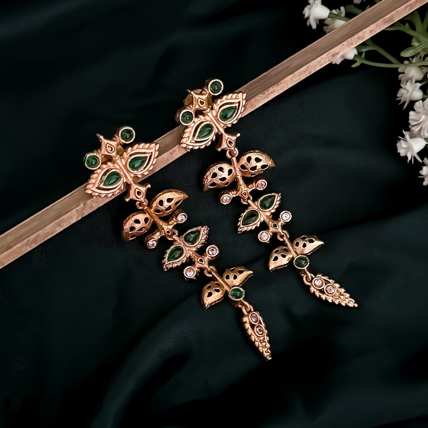 Dhara Kashmiri Brass Earrings - Green