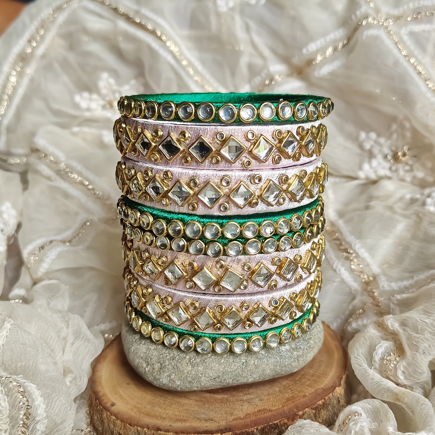 Silk Thread Bangles (Set of 8)