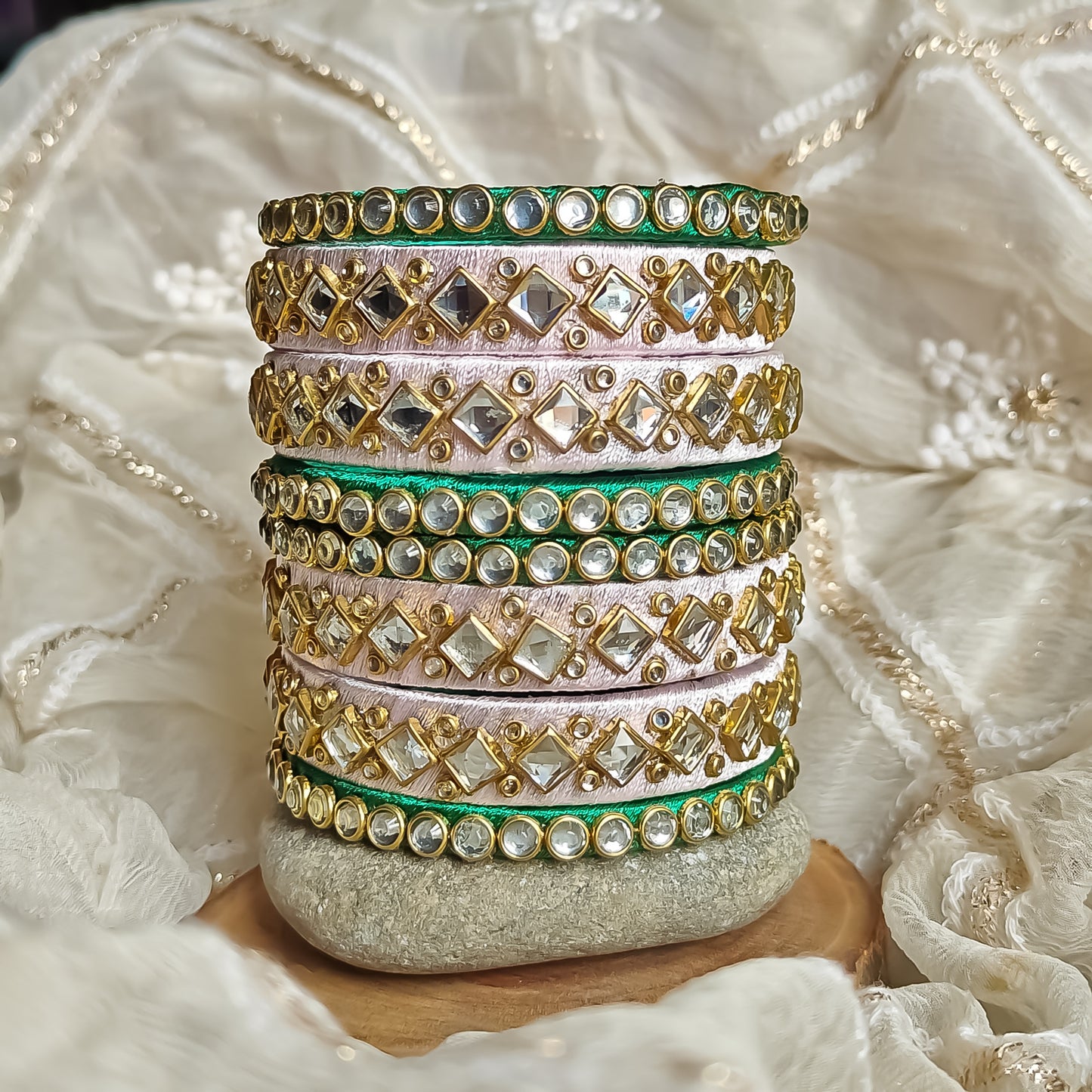 Silk Thread Bangles (Set of 8)