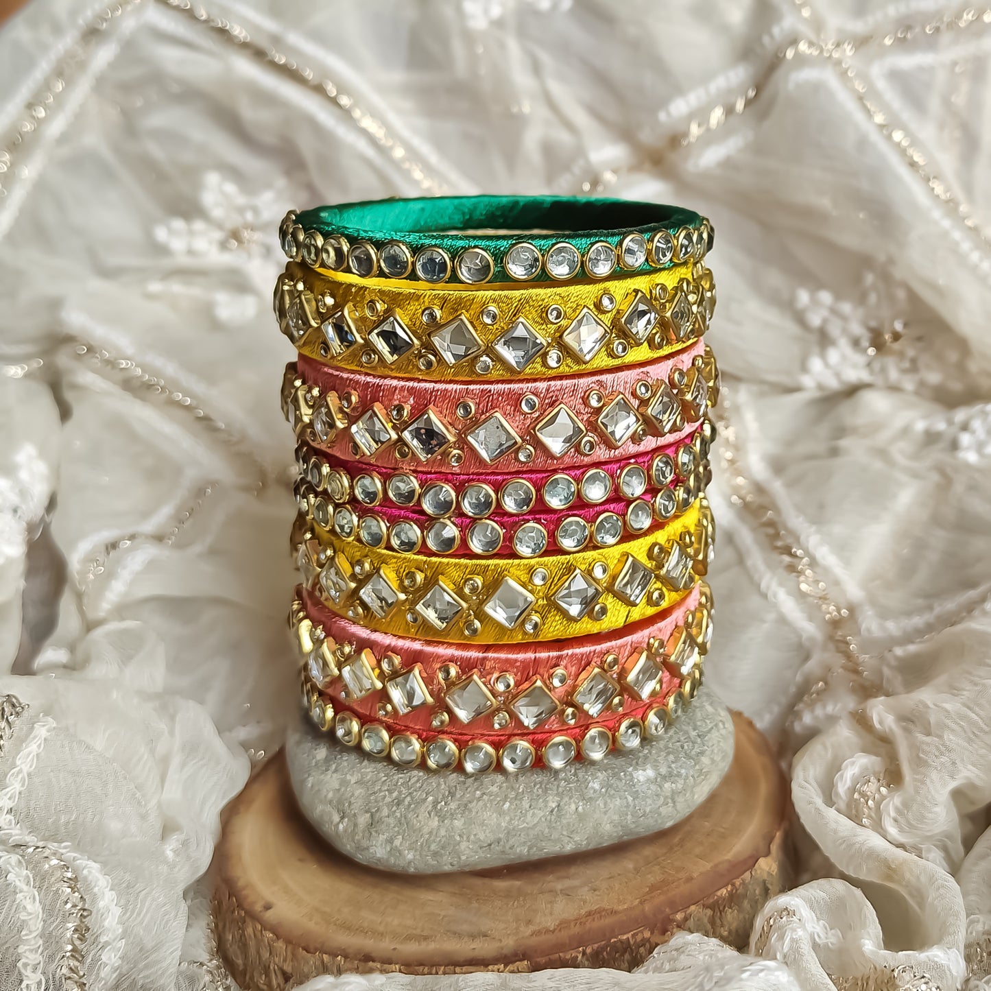 Silk Thread Bangles (Set of 8)