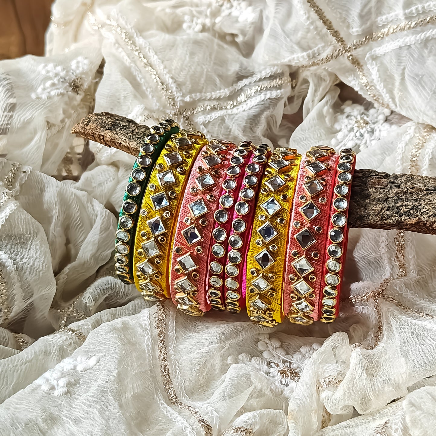 Silk Thread Bangles (Set of 8)