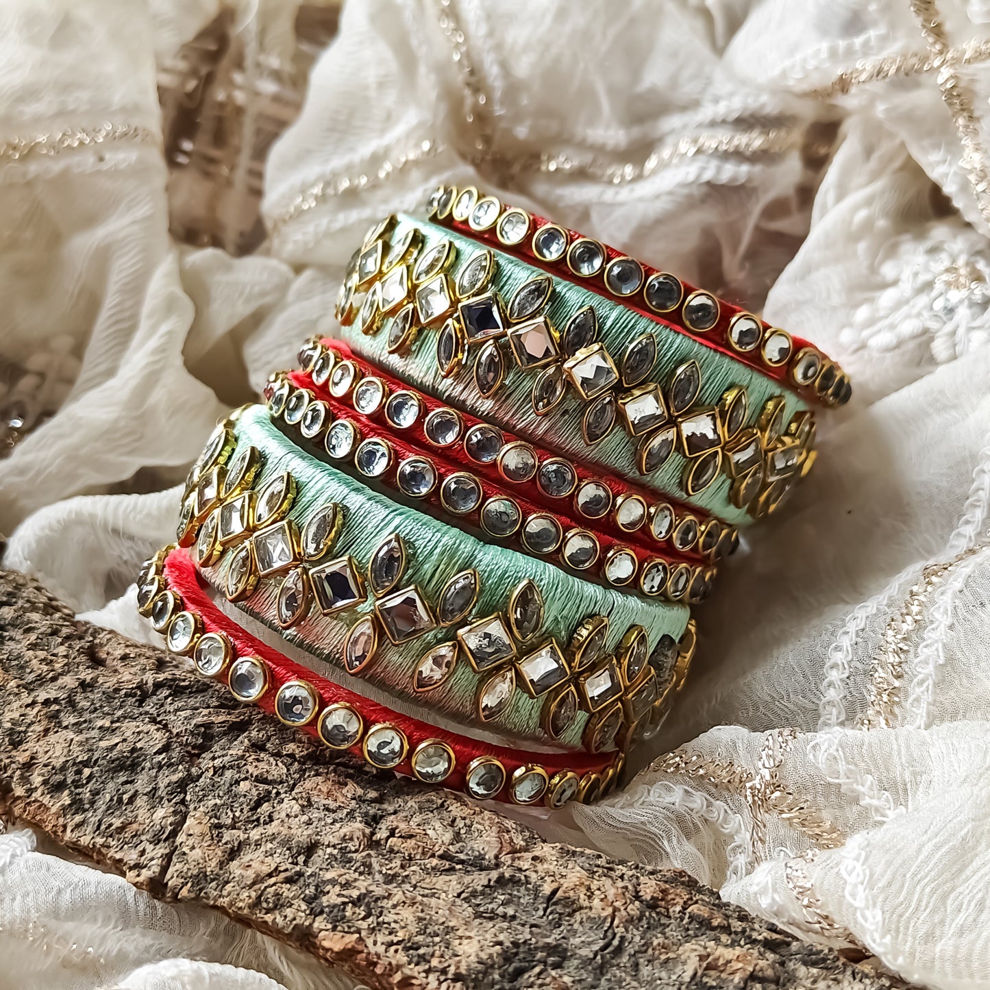 Silk Thread Bangles (Set of 6)