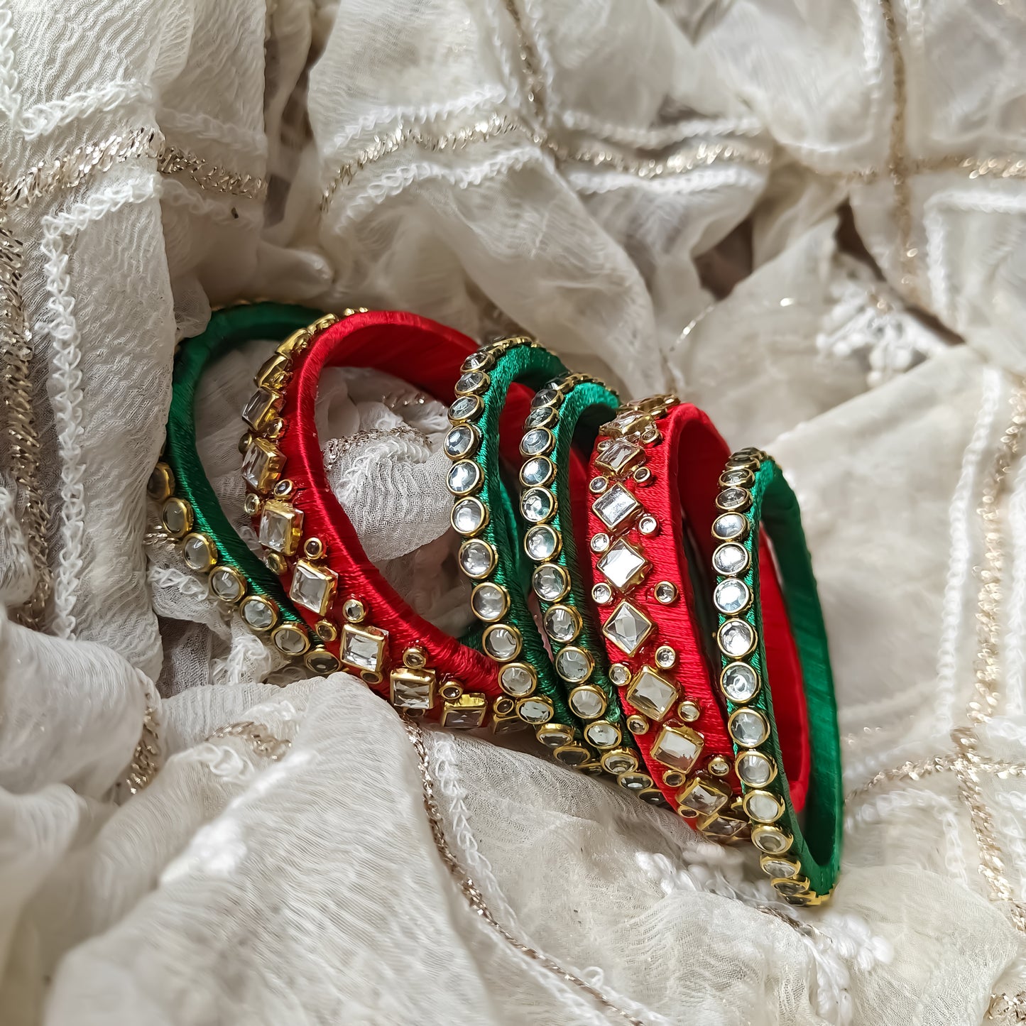 Silk Thread Bangles (Set of 6)