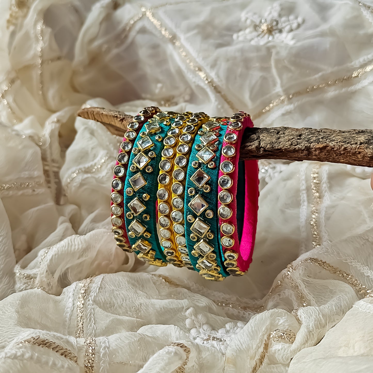 Silk Thread Bangles (Set of 6)