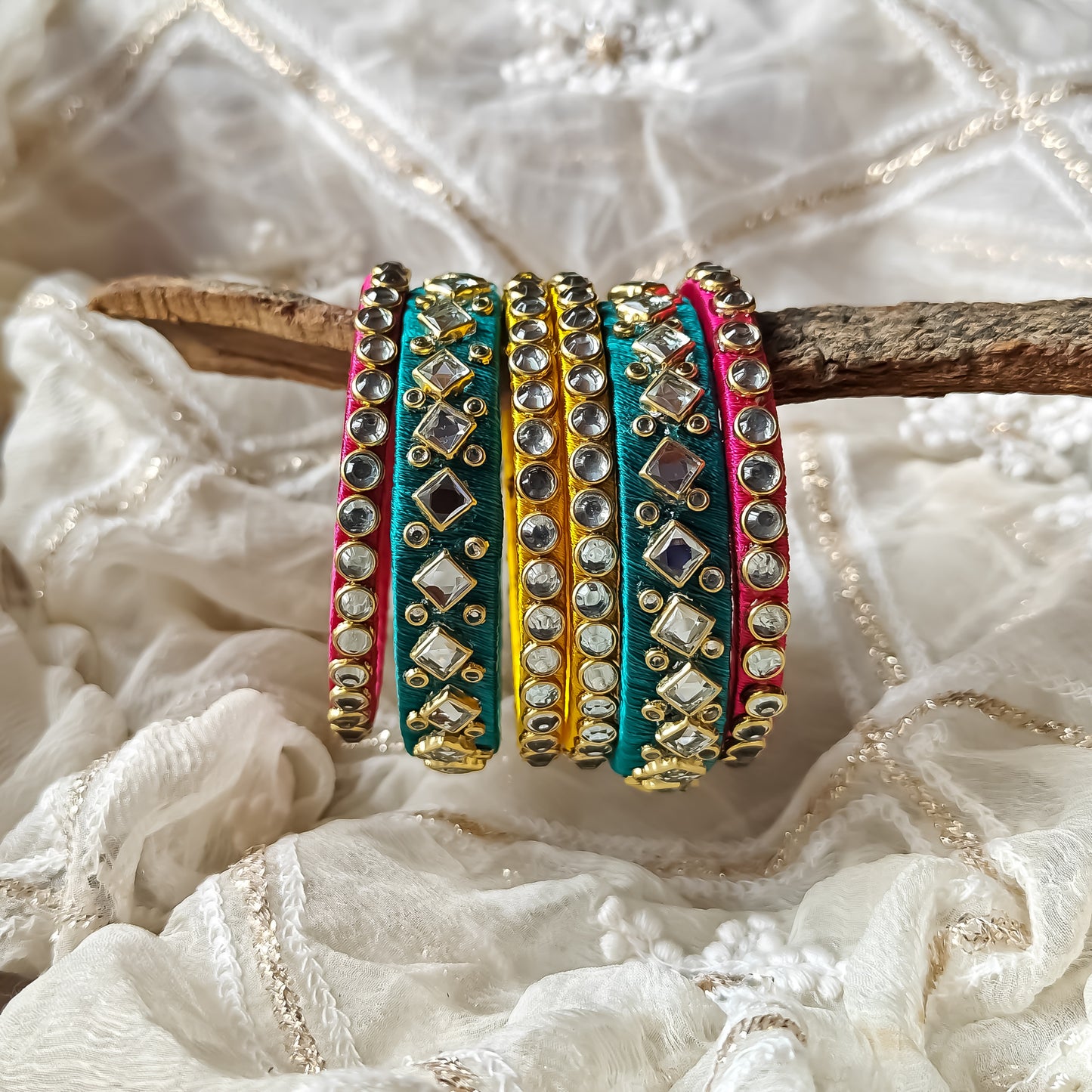 Silk Thread Bangles (Set of 6)