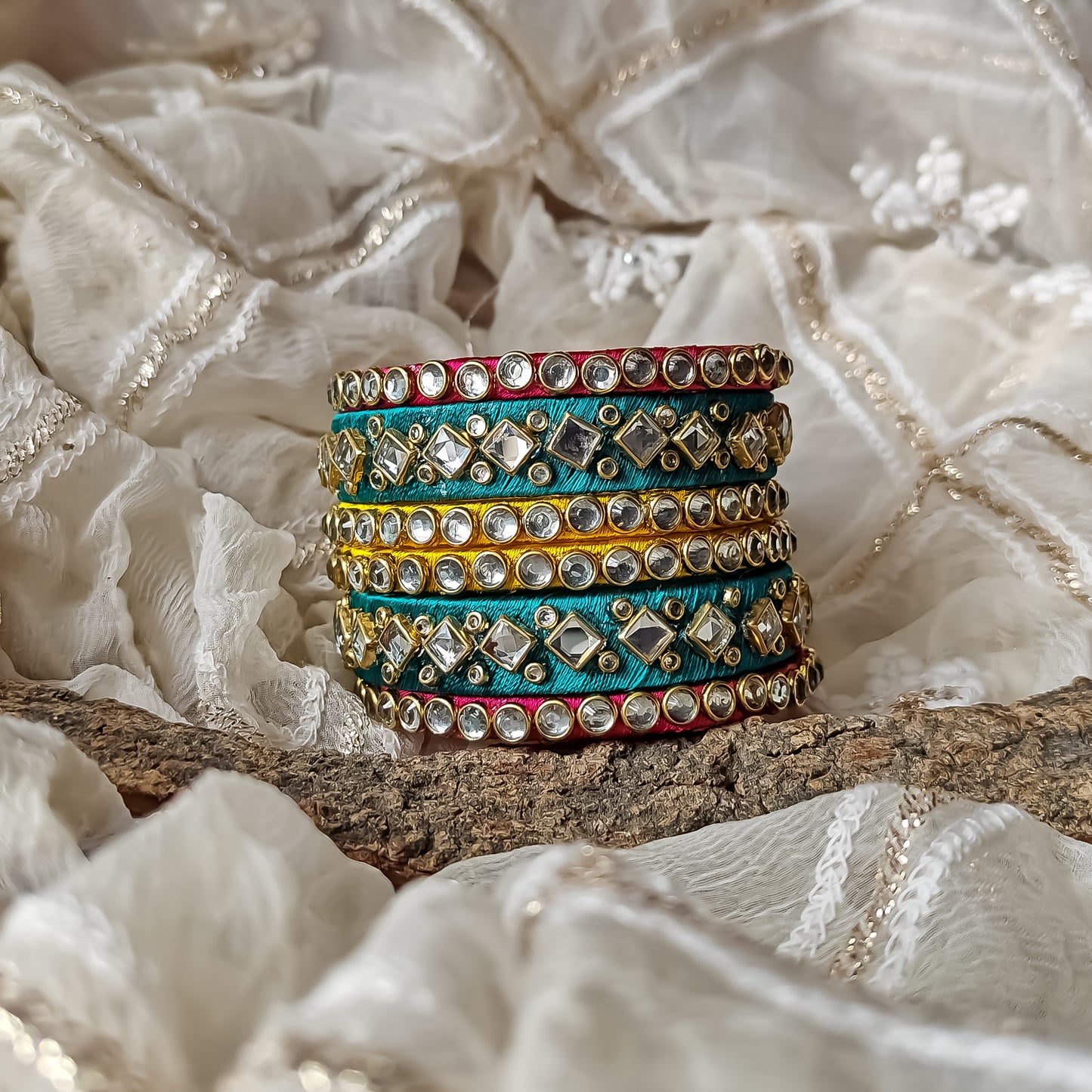 Silk Thread Bangles (Set of 6)