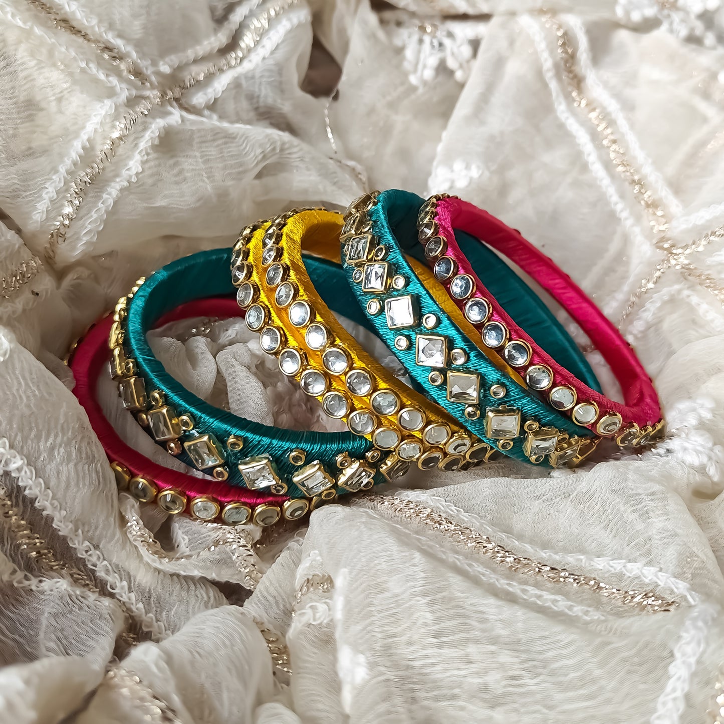 Silk Thread Bangles (Set of 6)