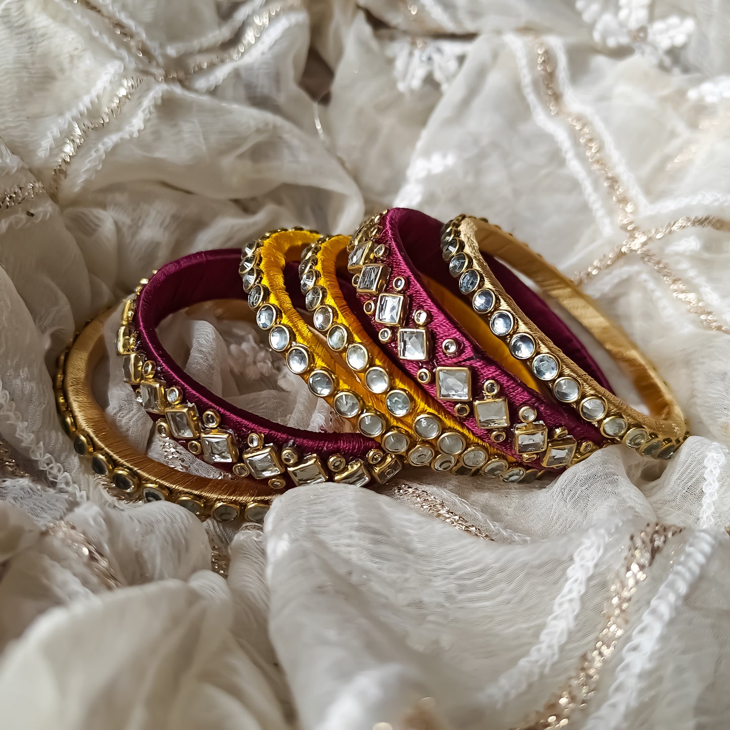 Silk Thread Bangles (Set of 6)