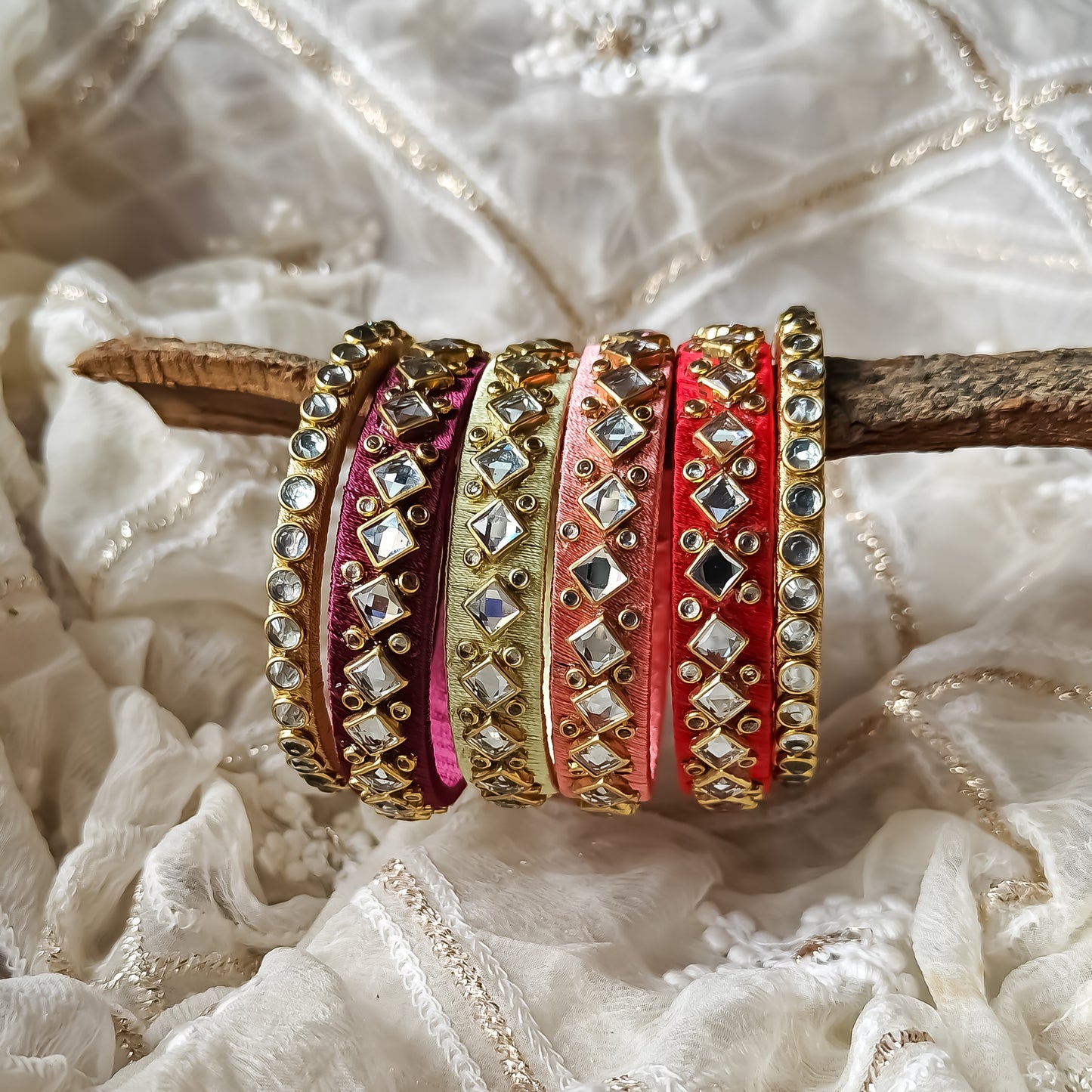 Silk Thread Bangles (Set of 6)