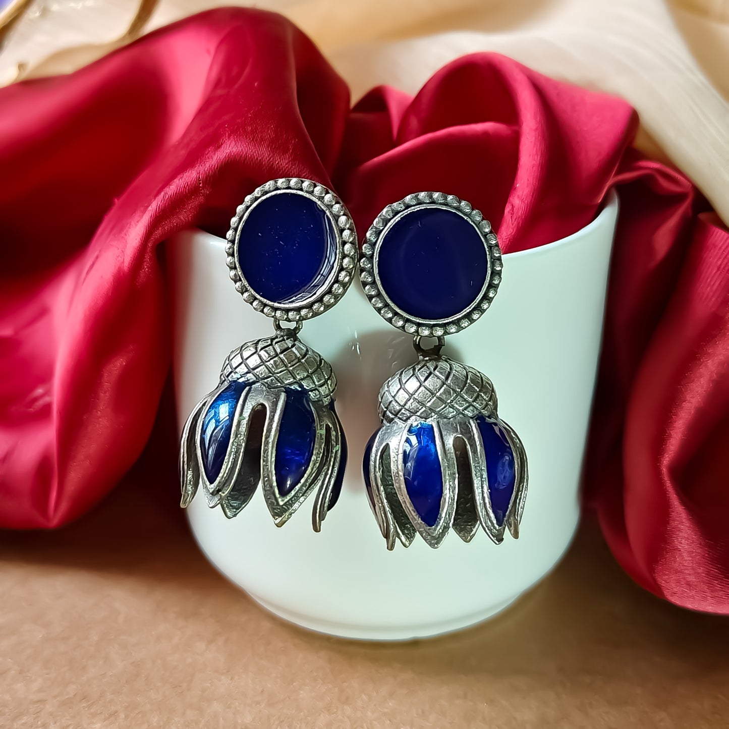 Kamal SLA Brass Meenakari Jhumka Earrings