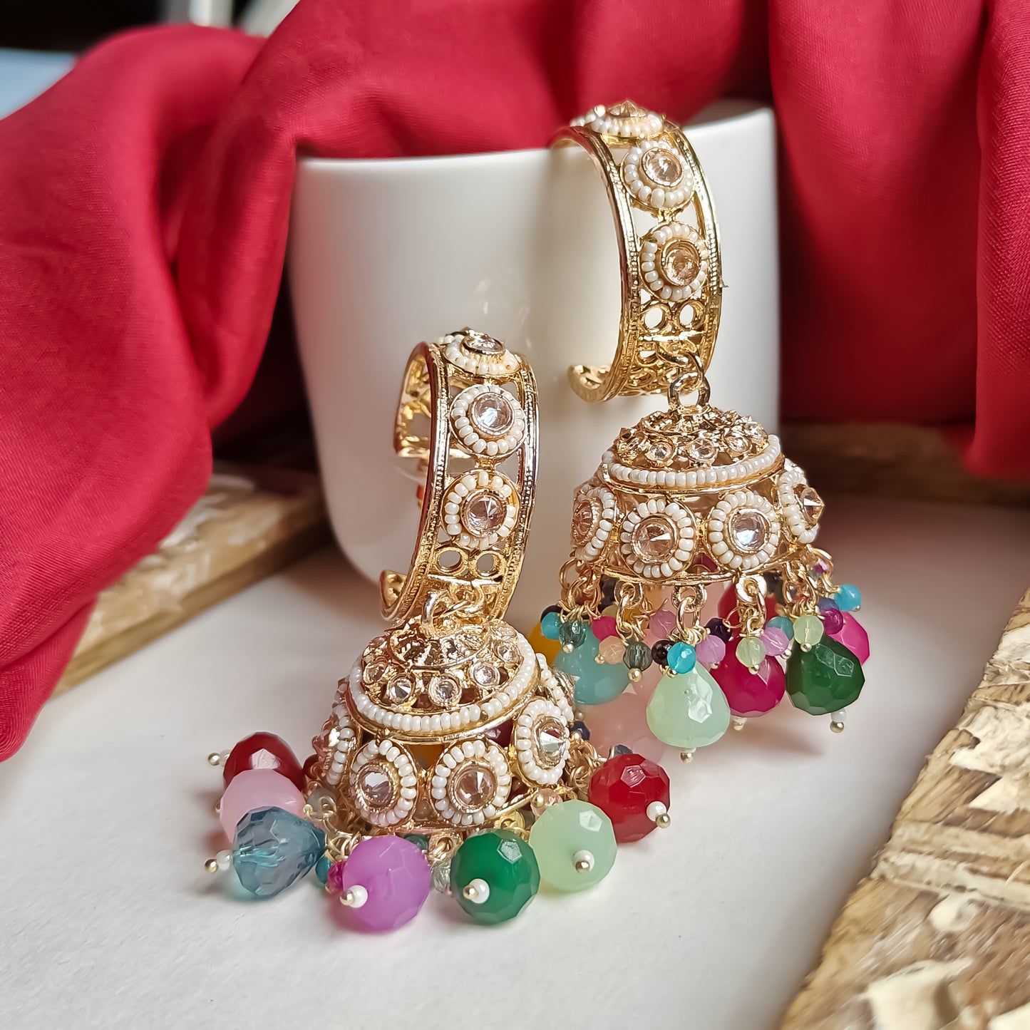 Amrina Premium Bali Jhumka Earrings - Multi