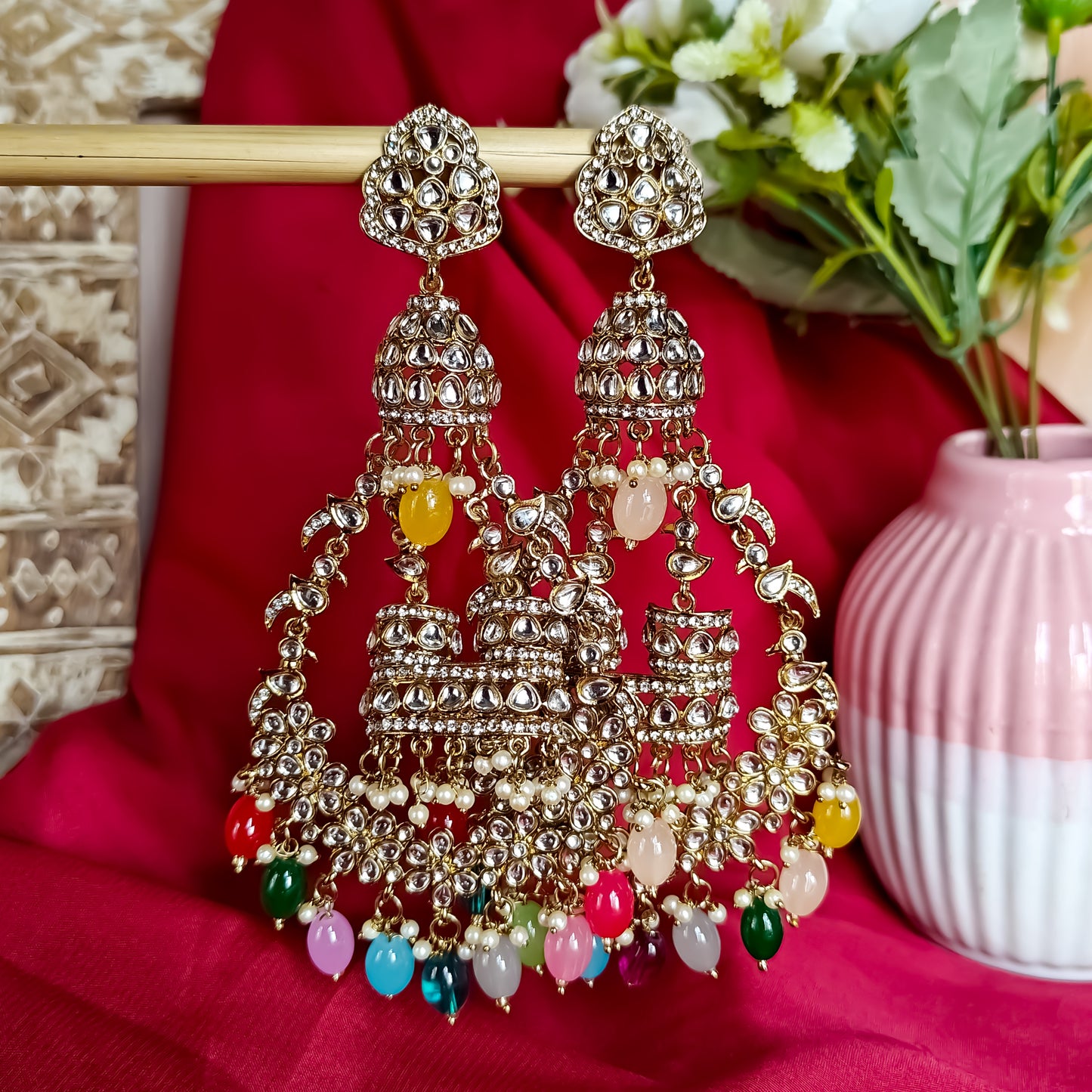 Chahat Statement Chandbali Earrings - Multi