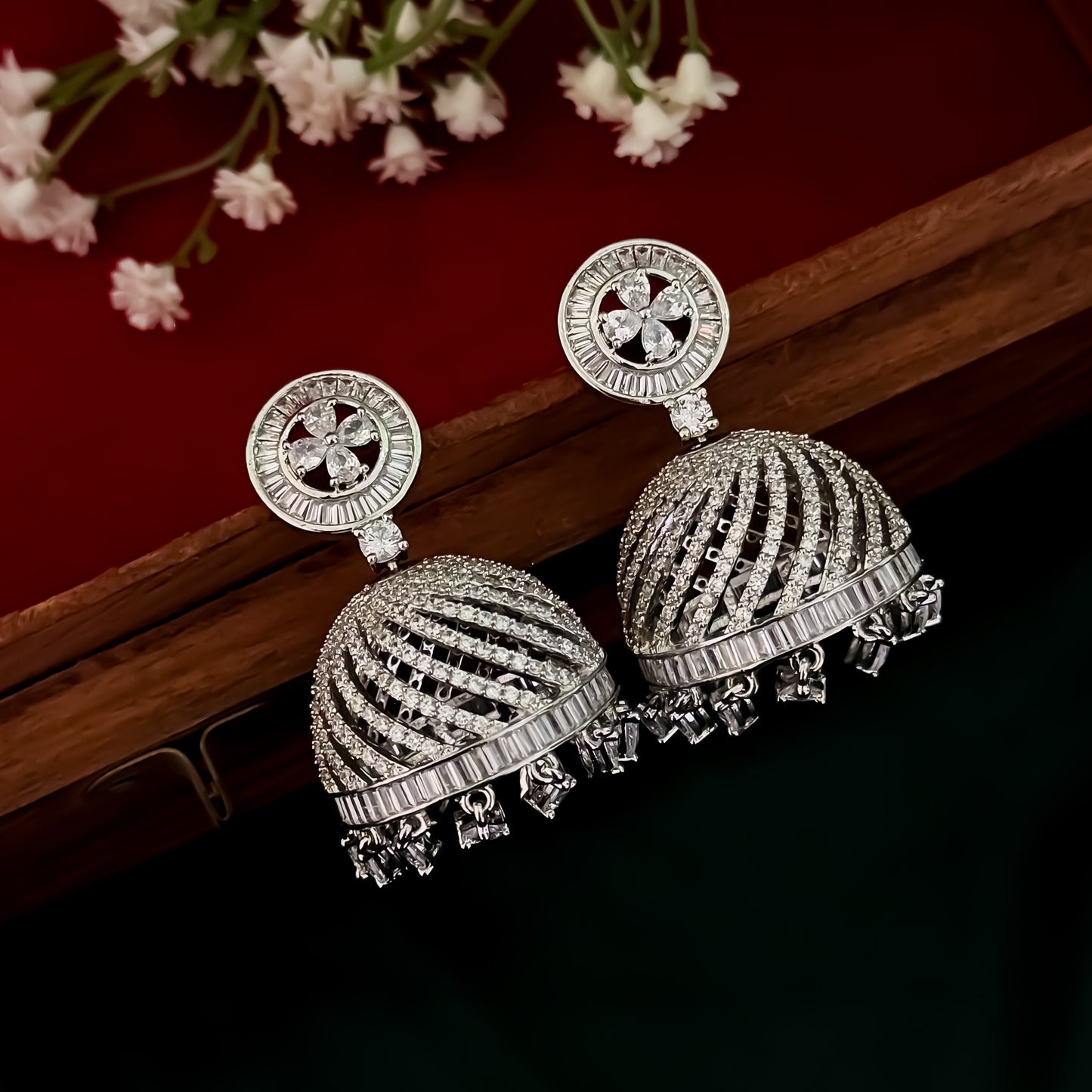 Gizelle American Diamond Revolving Jhumka Earring