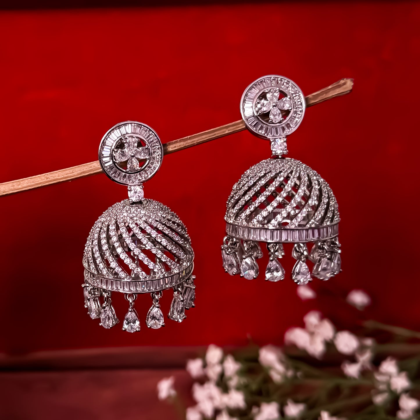 Gizelle American Diamond Revolving Jhumka Earring