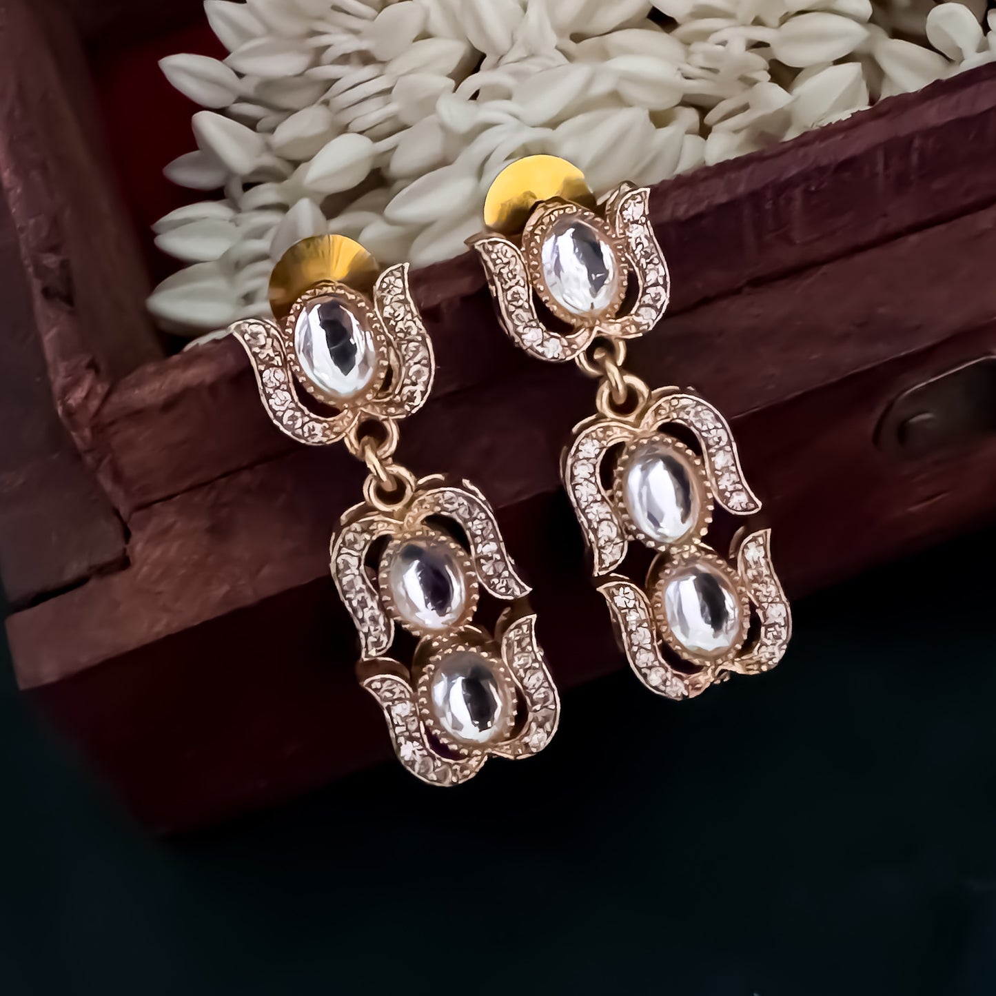 Pranavi Premium AD Brass Meenakari Hasli Necklace Set