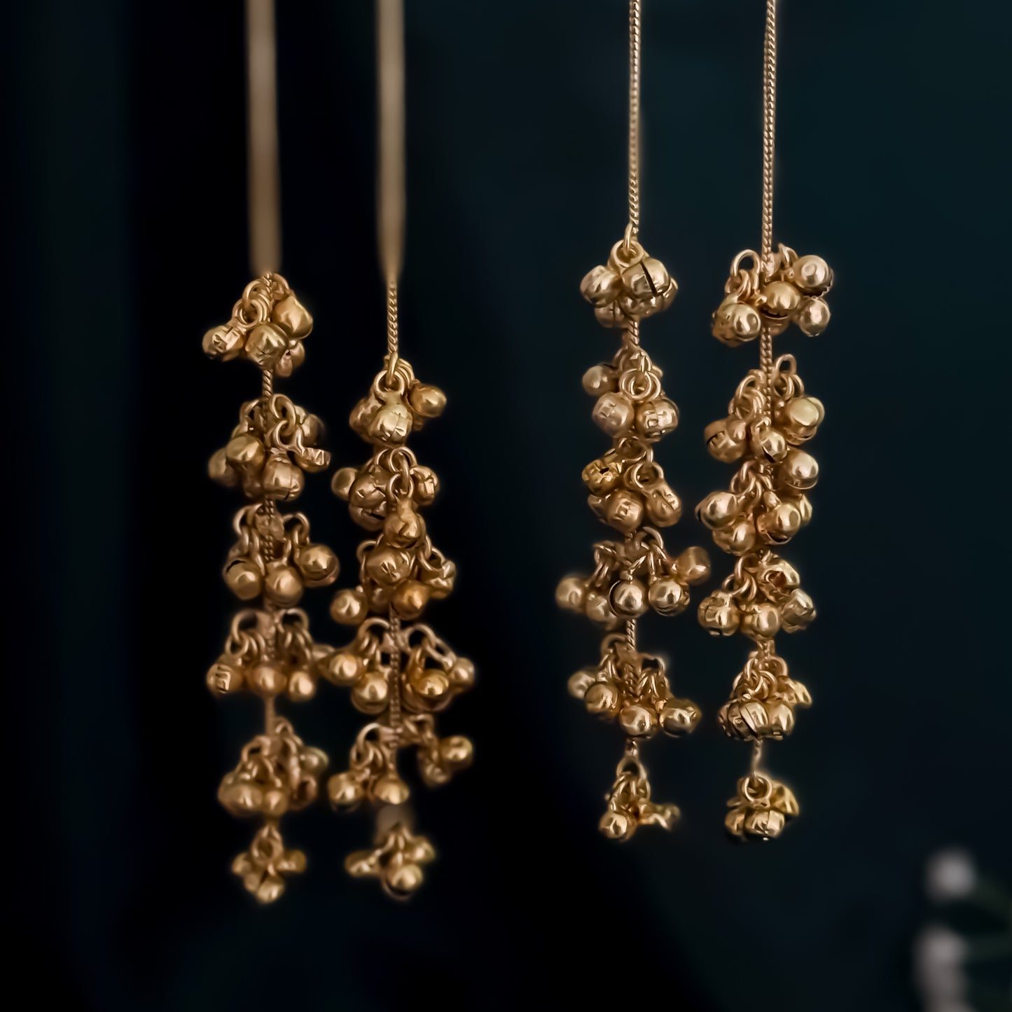 Vishakha MOP Kashmiri Brass Dejhoor Ghungroo Jhumka Earrings - Pastel Pink