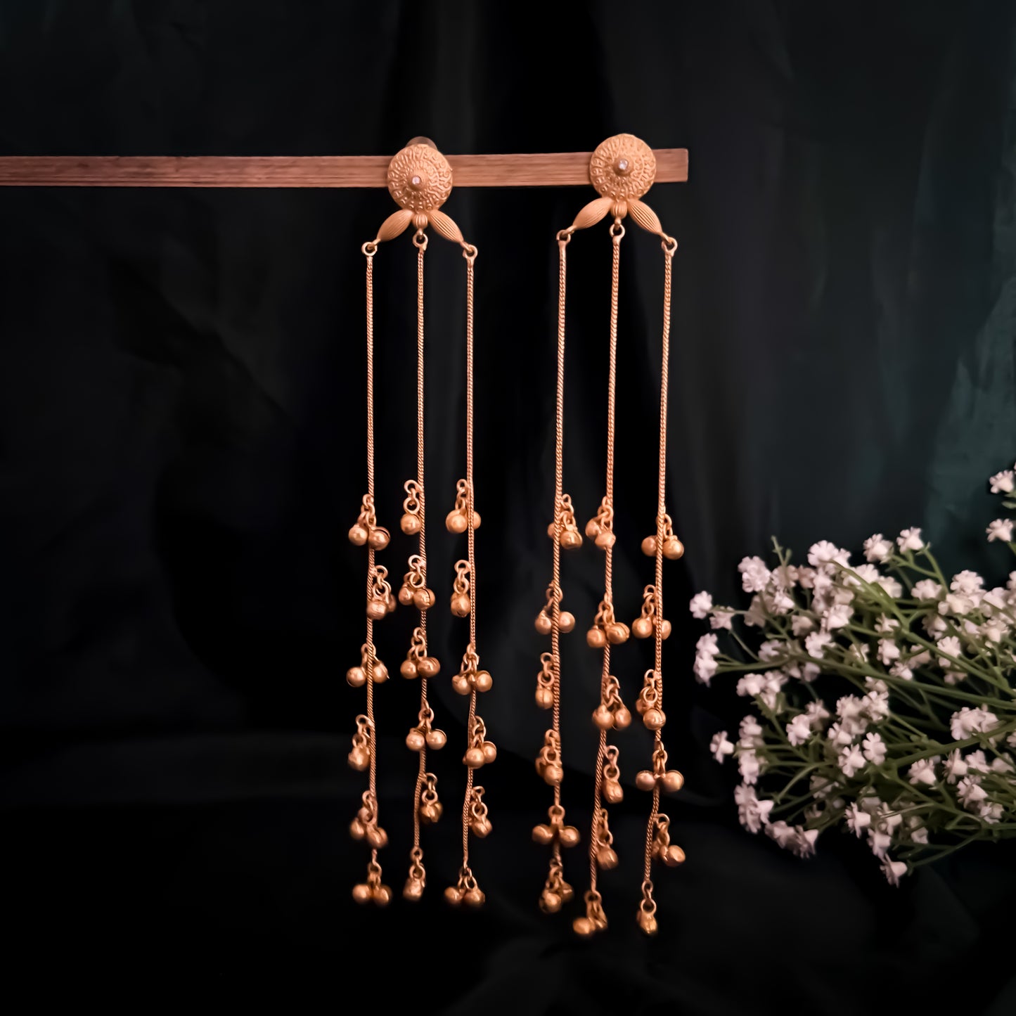 Shivanya Premium Kashmiri Brass Dejhoor Ghungroo Jhumka Earrings - Golden