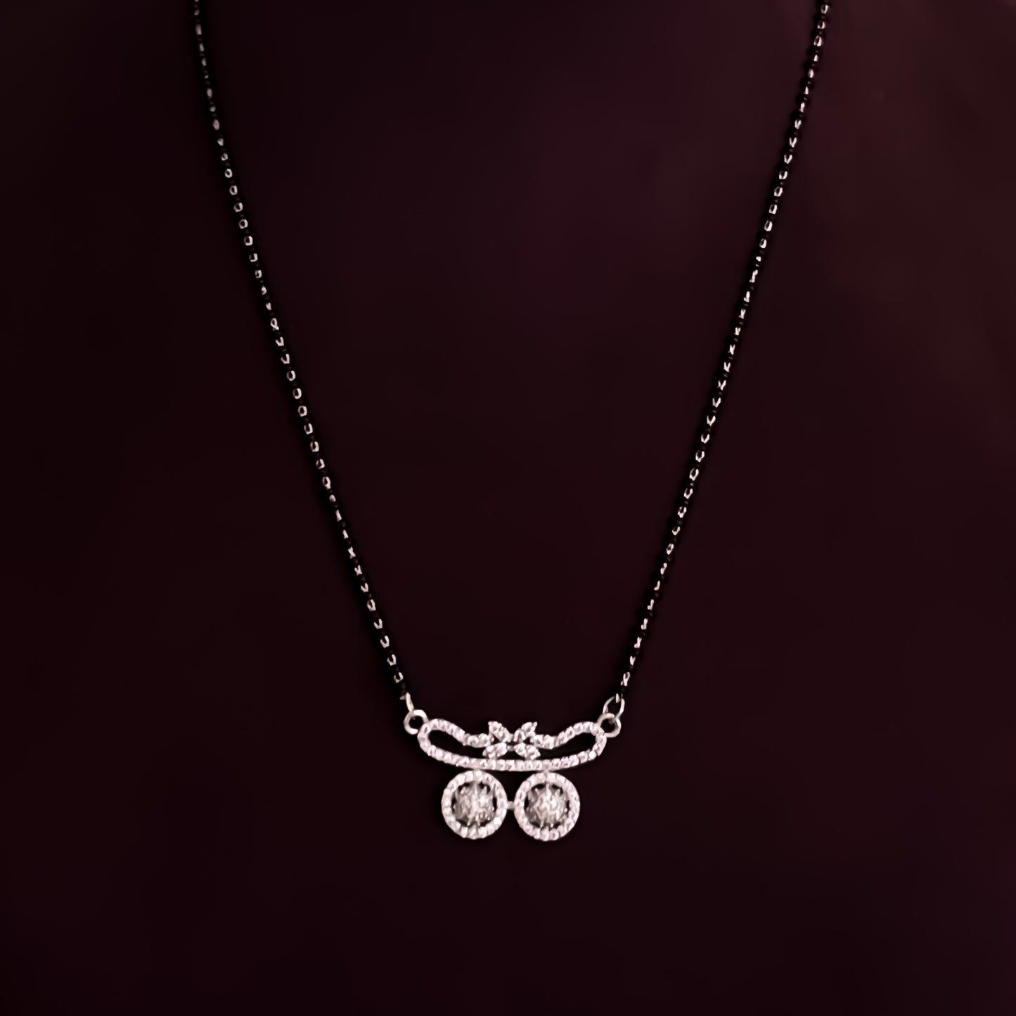 Gizelle Silver American Diamond Mangalsutra with Earrings
