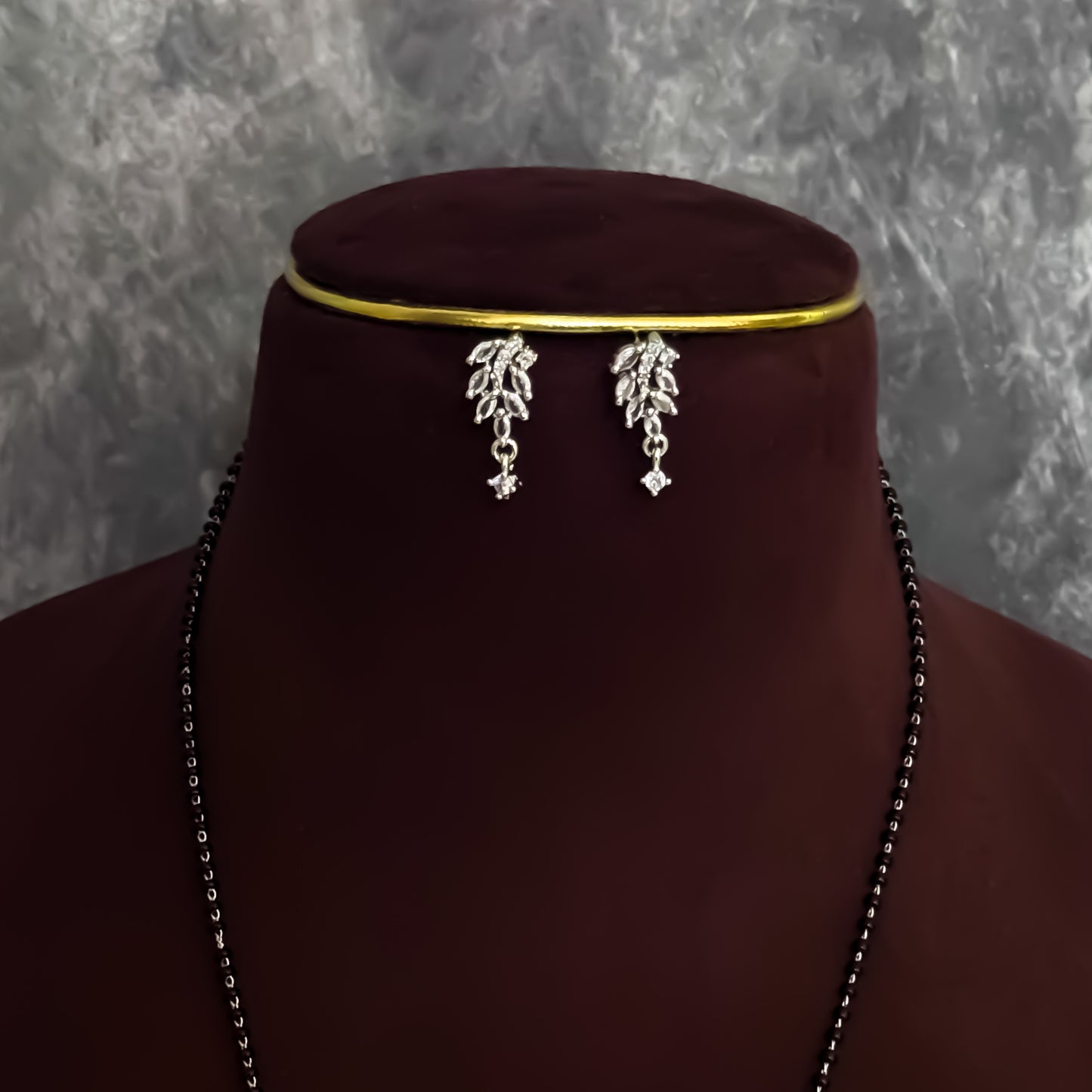 Eva Silver American Diamond Mangalsutra with Earrings
