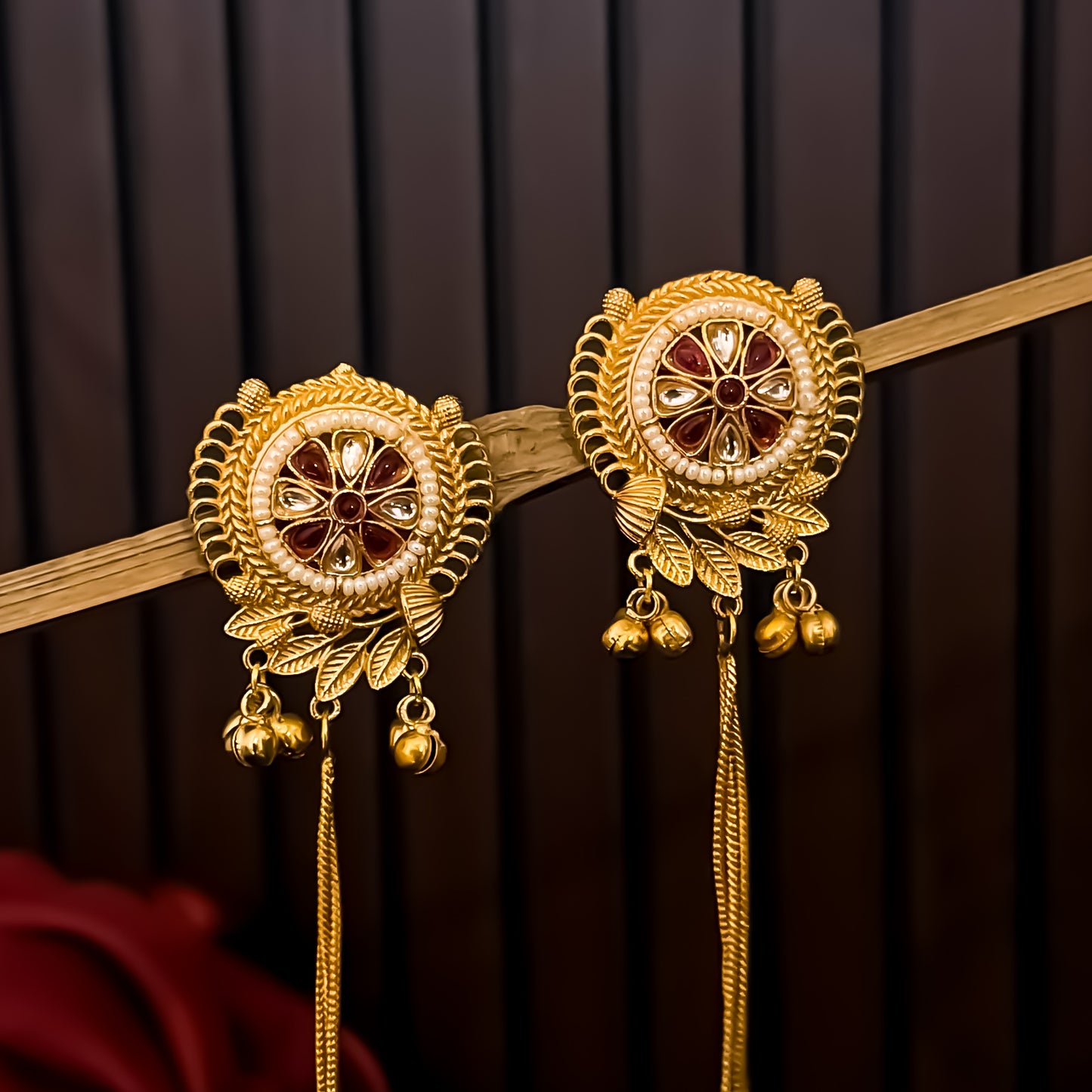 Unnati Premium Kashmiri Brass Dejhoor Ghungroo Earrings - White & Pink