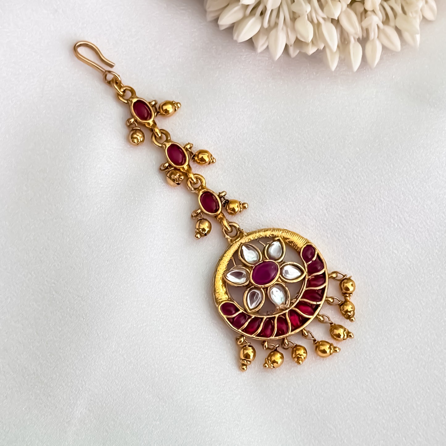 Sarika Temple Maang Teeka - Rubi Red