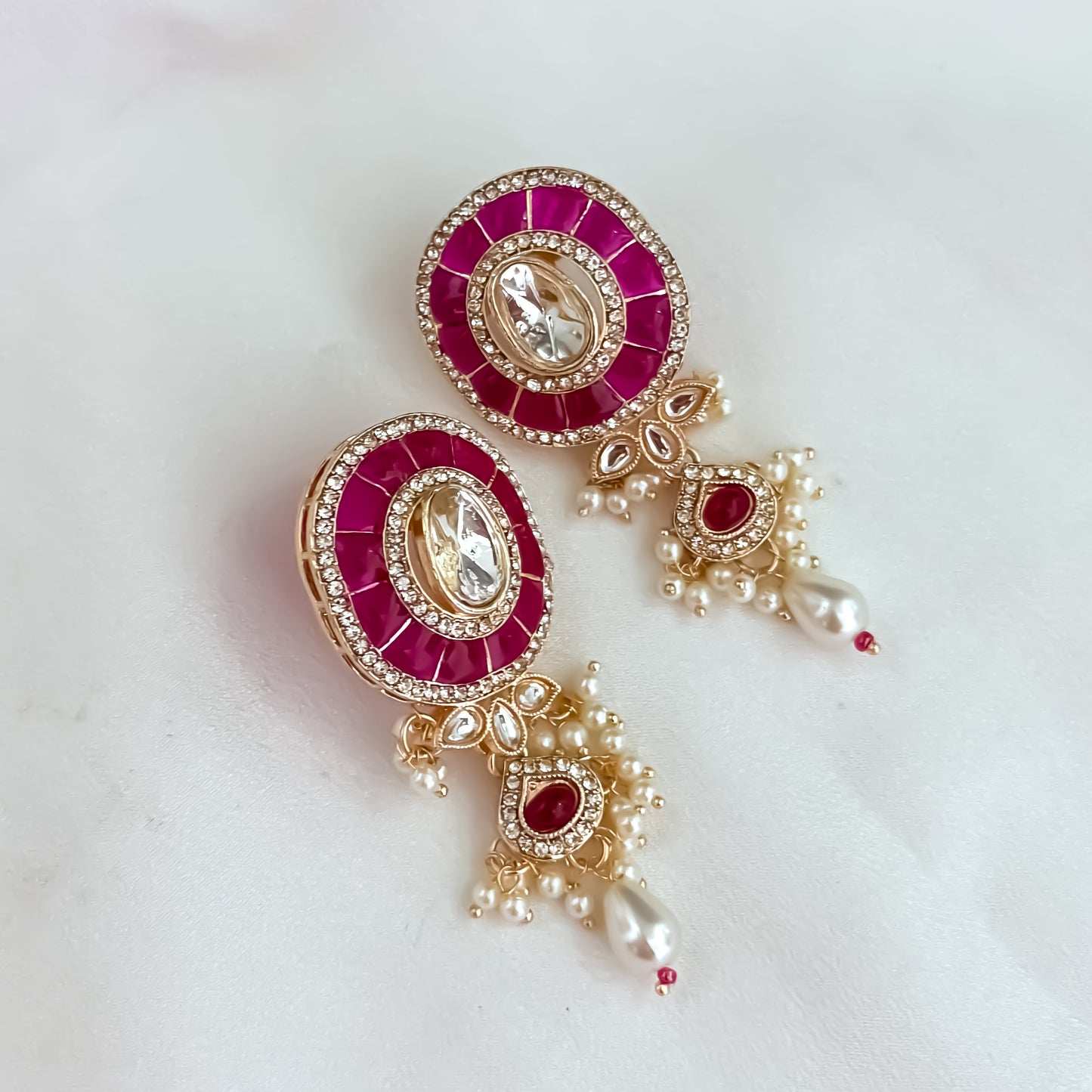 Vartika Kundan Pearl Choker Necklace Set - Pink