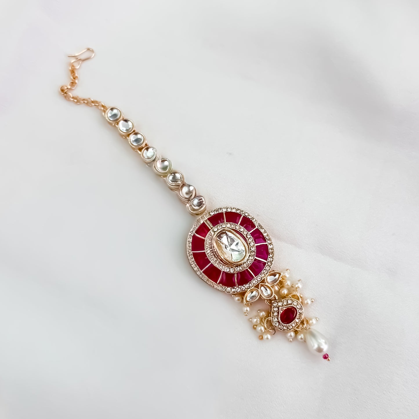 Vartika Kundan Pearl Choker Necklace Set - Pink