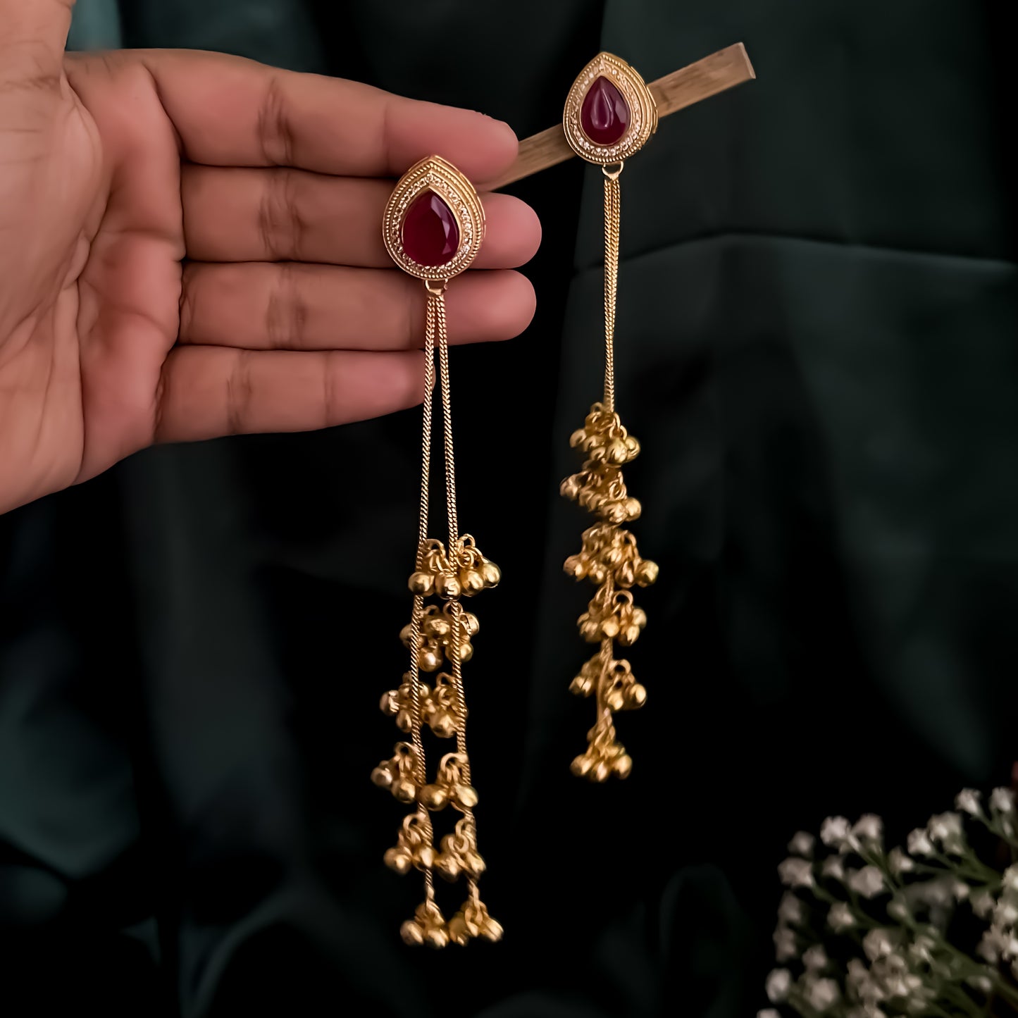 Priyati Kashmiri Brass Dejhoor Ghungroo Jhumka Earrings - Pink
