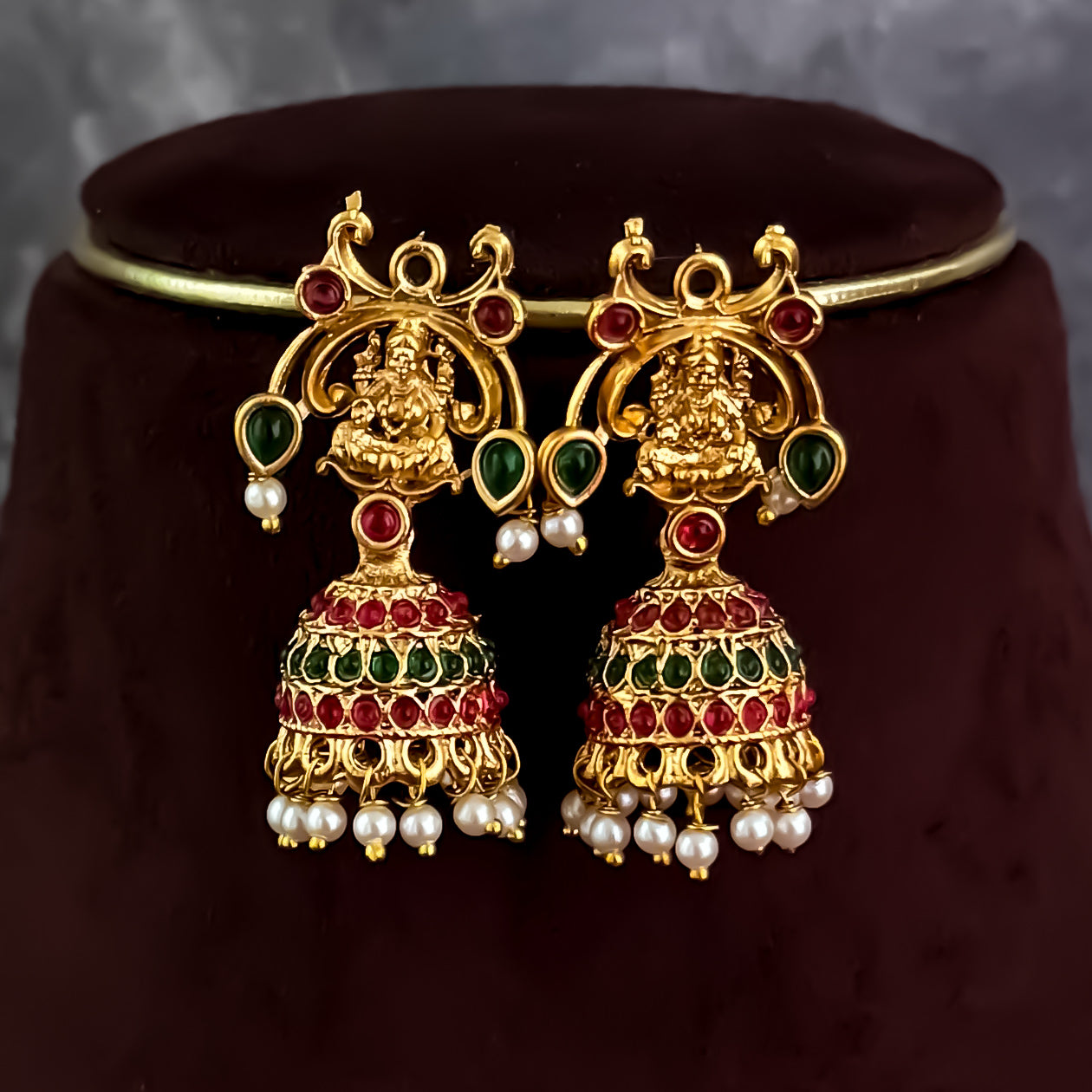 Divina Lakshmi Intricate Work Temple Necklace Set - Golden