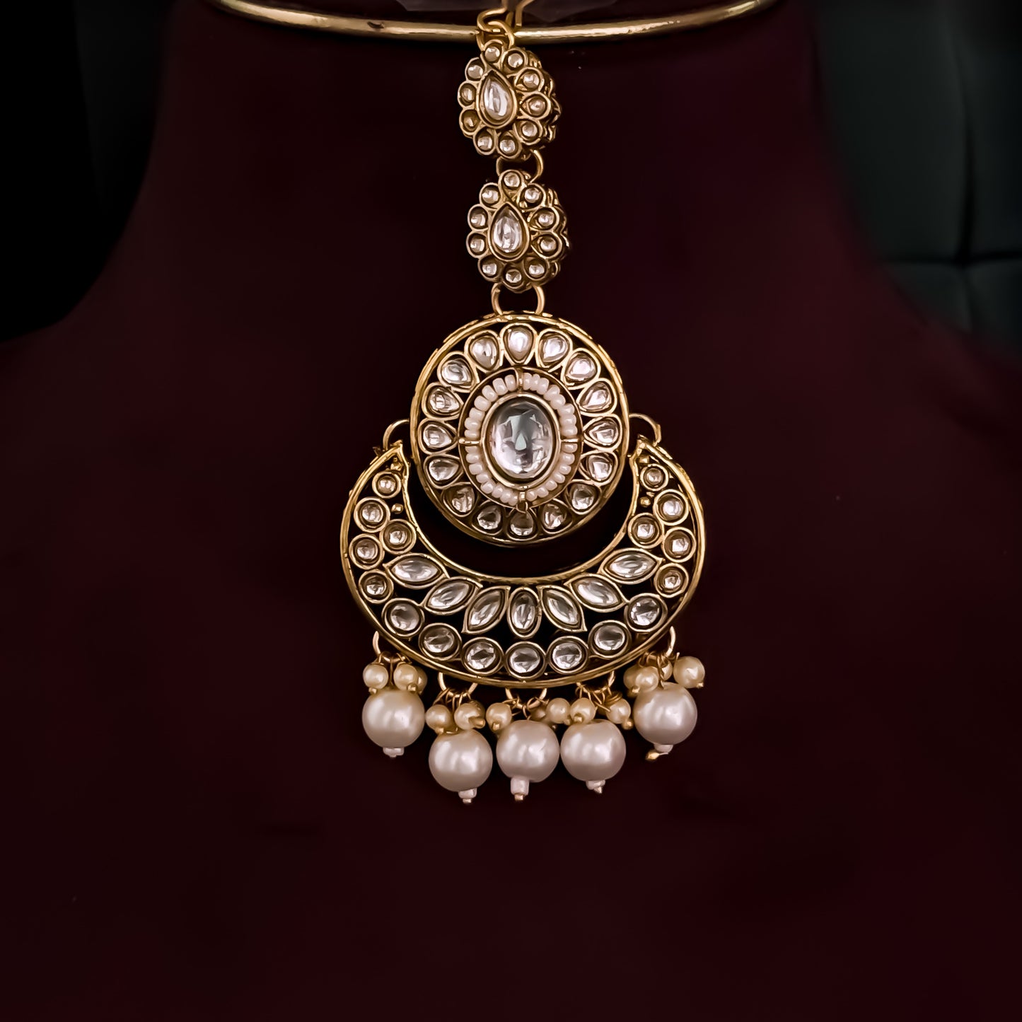 Rajnandini Kundan Pearl Necklace - Golden