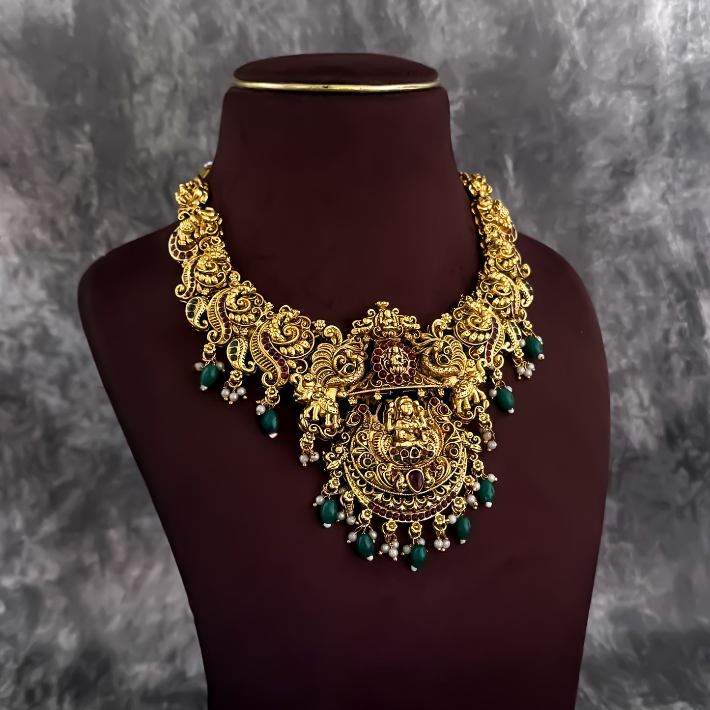 Prarthana Temple Necklace Set - Golden
