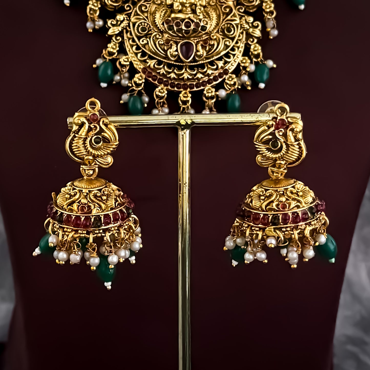 Prarthana Temple Necklace Set - Golden