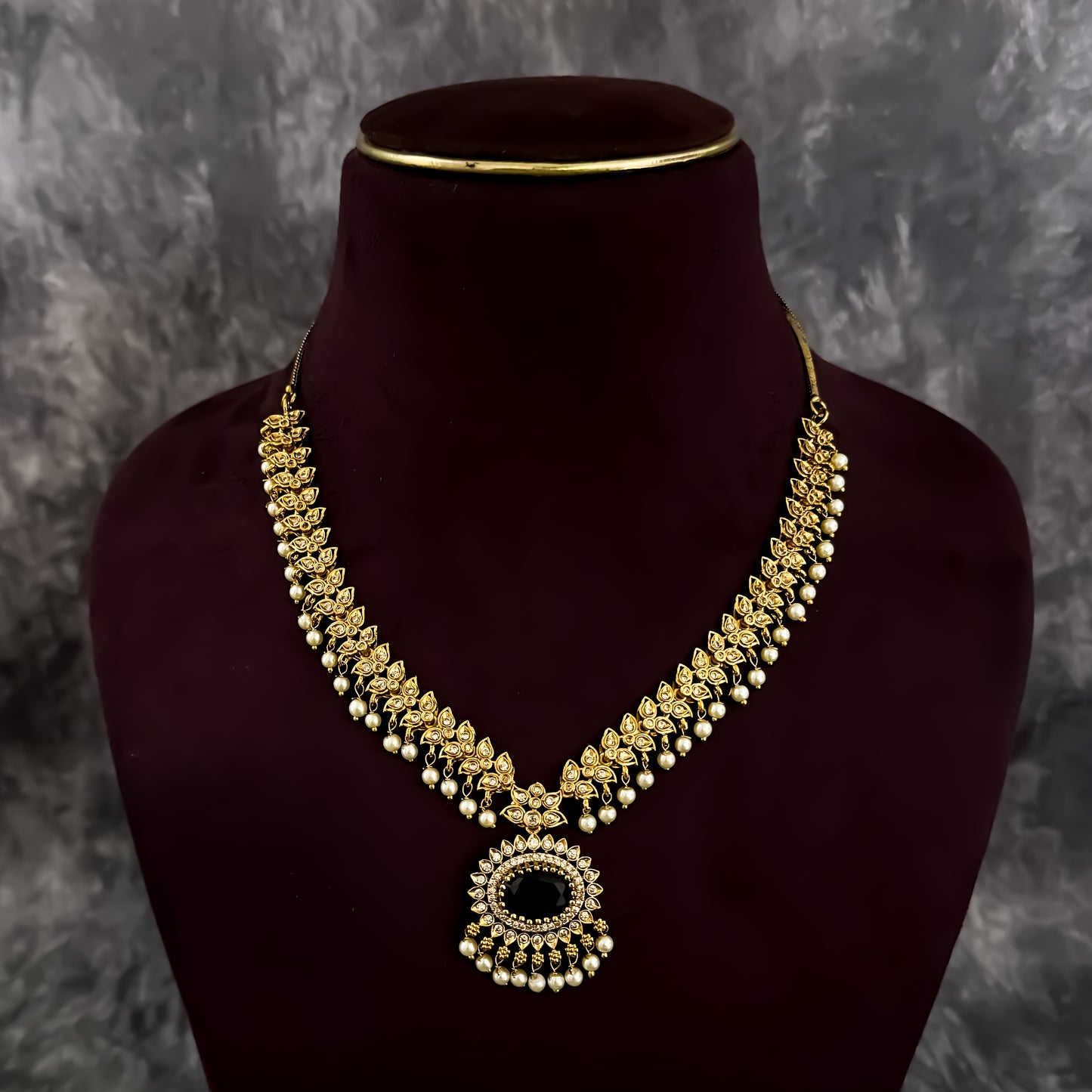 Pritika Temple AD Necklace Set - Green