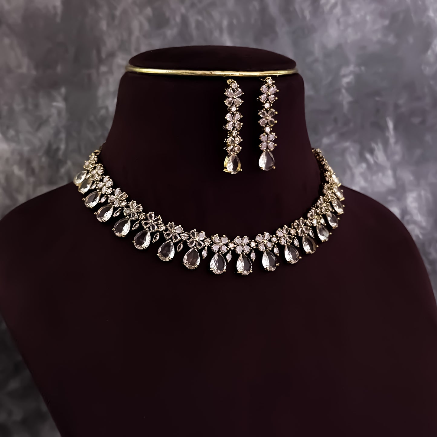 Samyukta Temple AD Choker Necklace Set - Golden