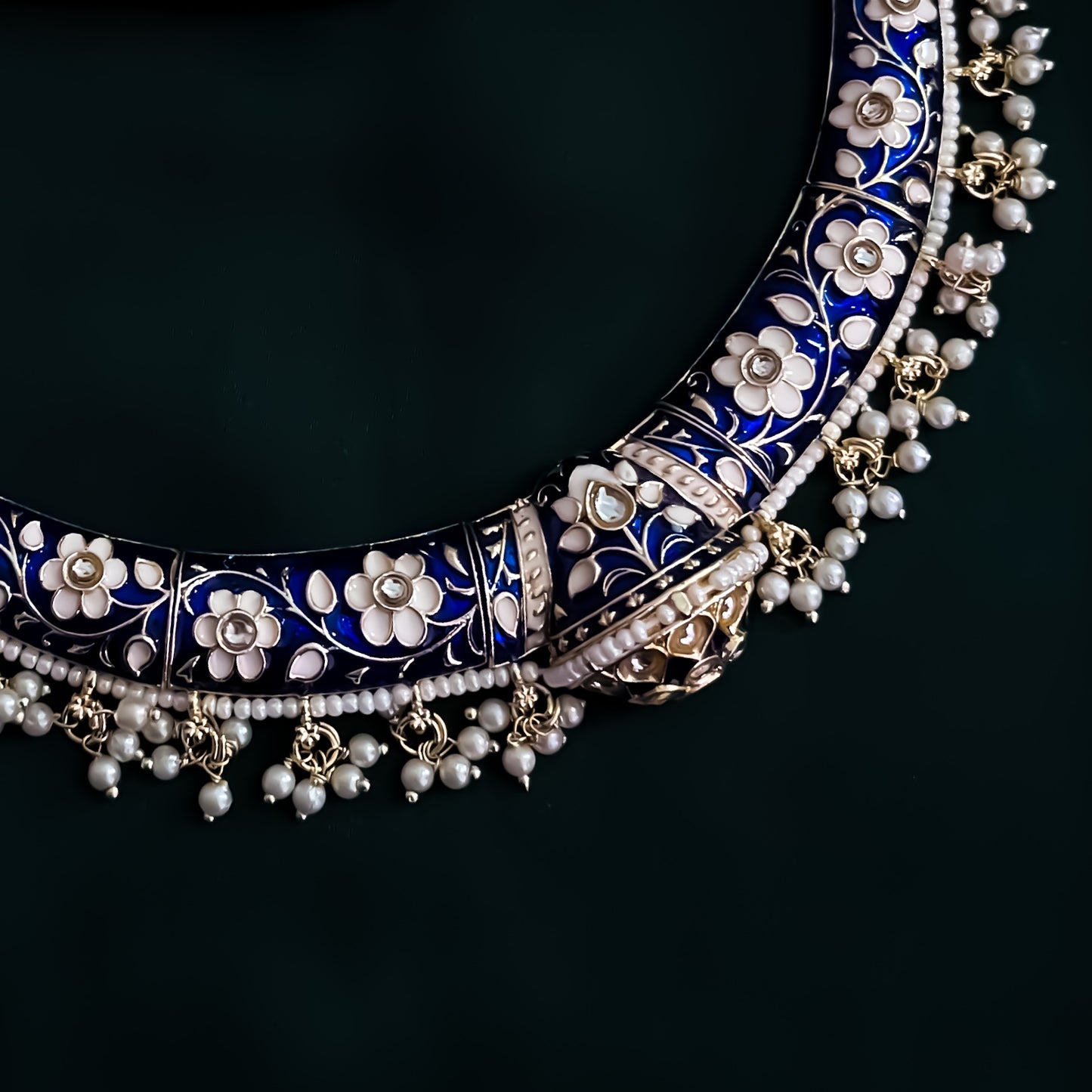 Drishti Meenakari Hasli Necklace Set - Blue