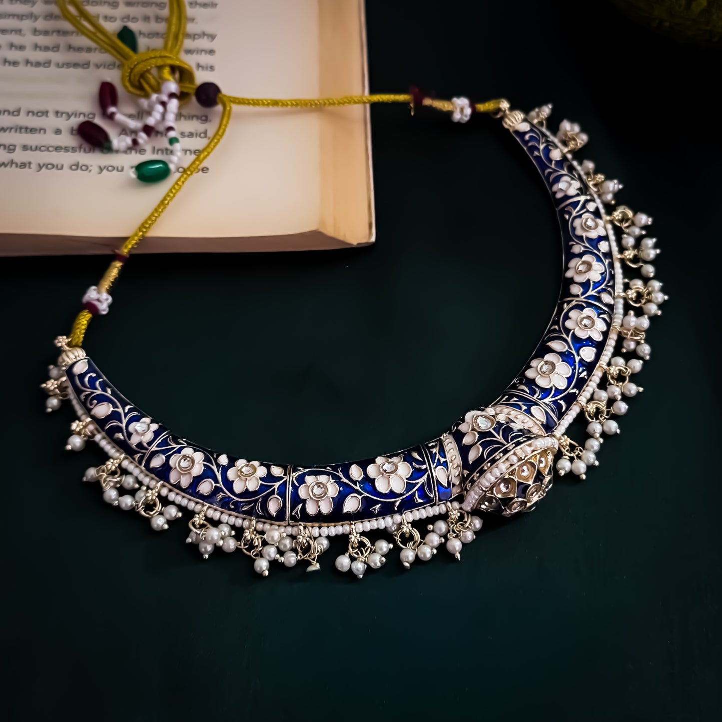 Drishti Meenakari Hasli Necklace Set - Blue