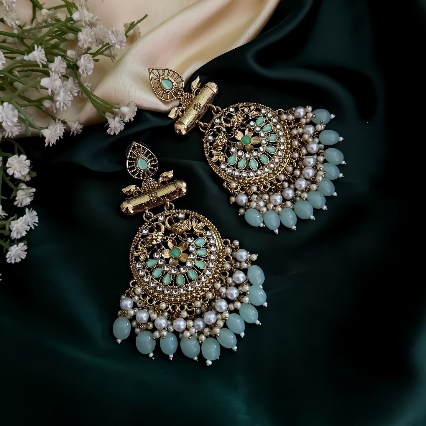 Preet Chandbali Earrings - Pastel Green