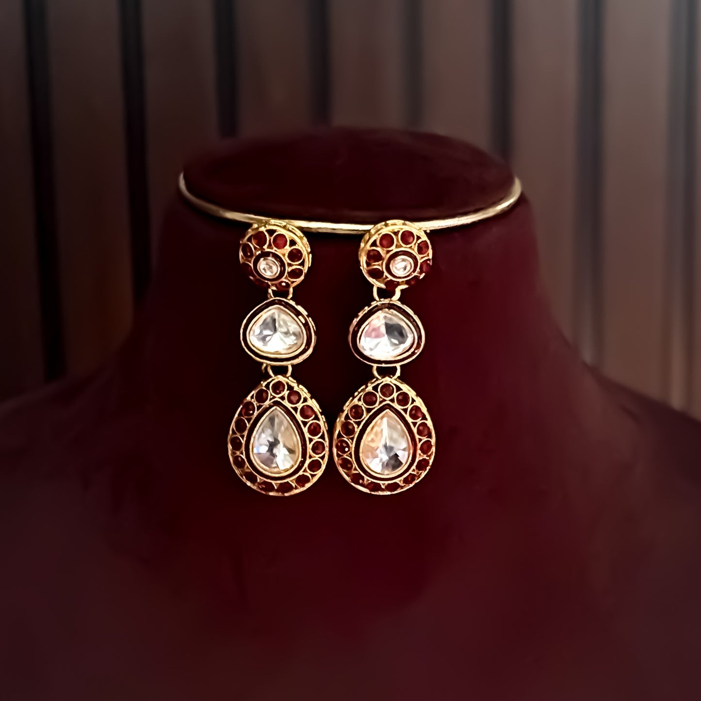 Ashnoor Kundan Necklace Set - Maroon