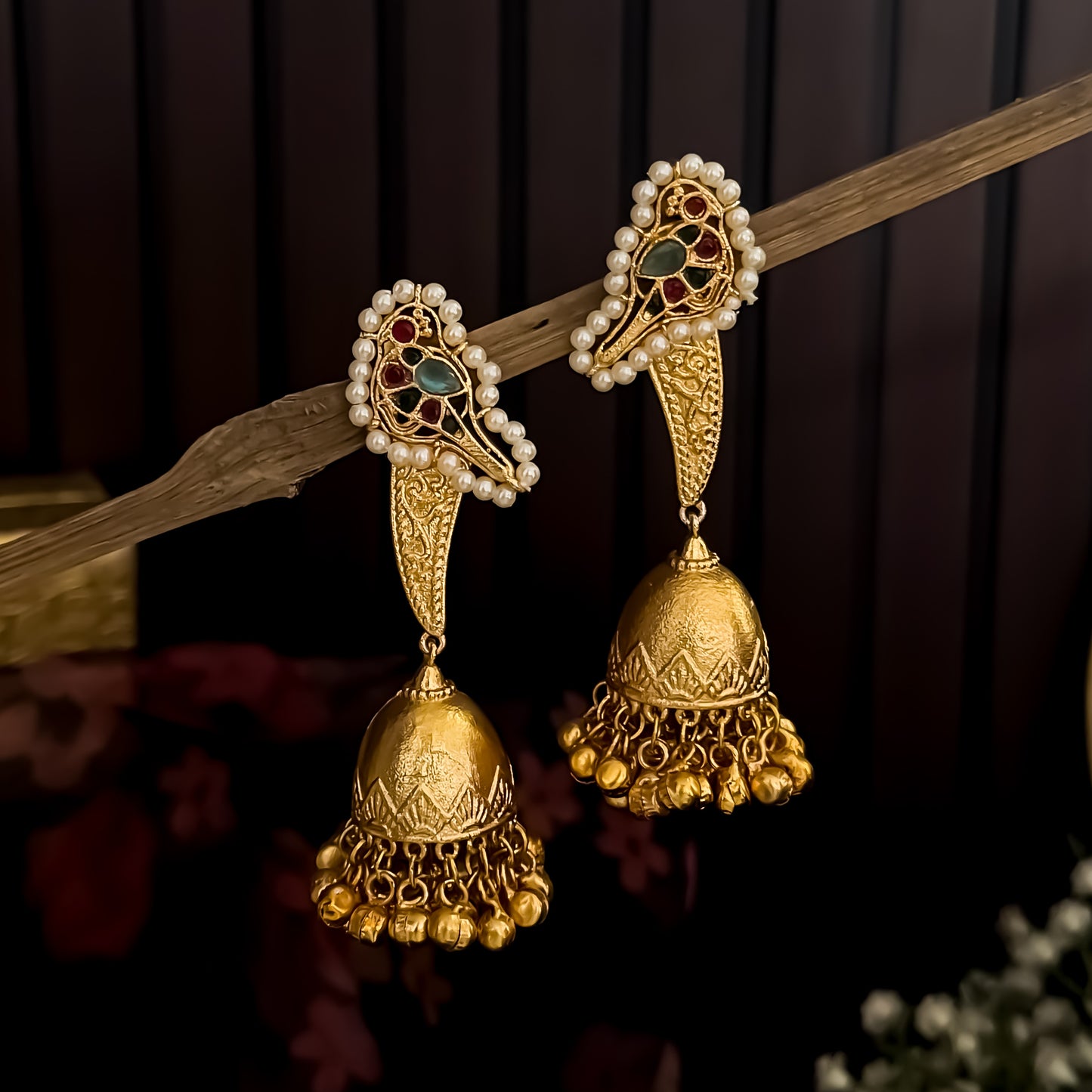 Divira Kashmiri Brass Dejhoor Jhumka Ghungroo Earrings - Multi